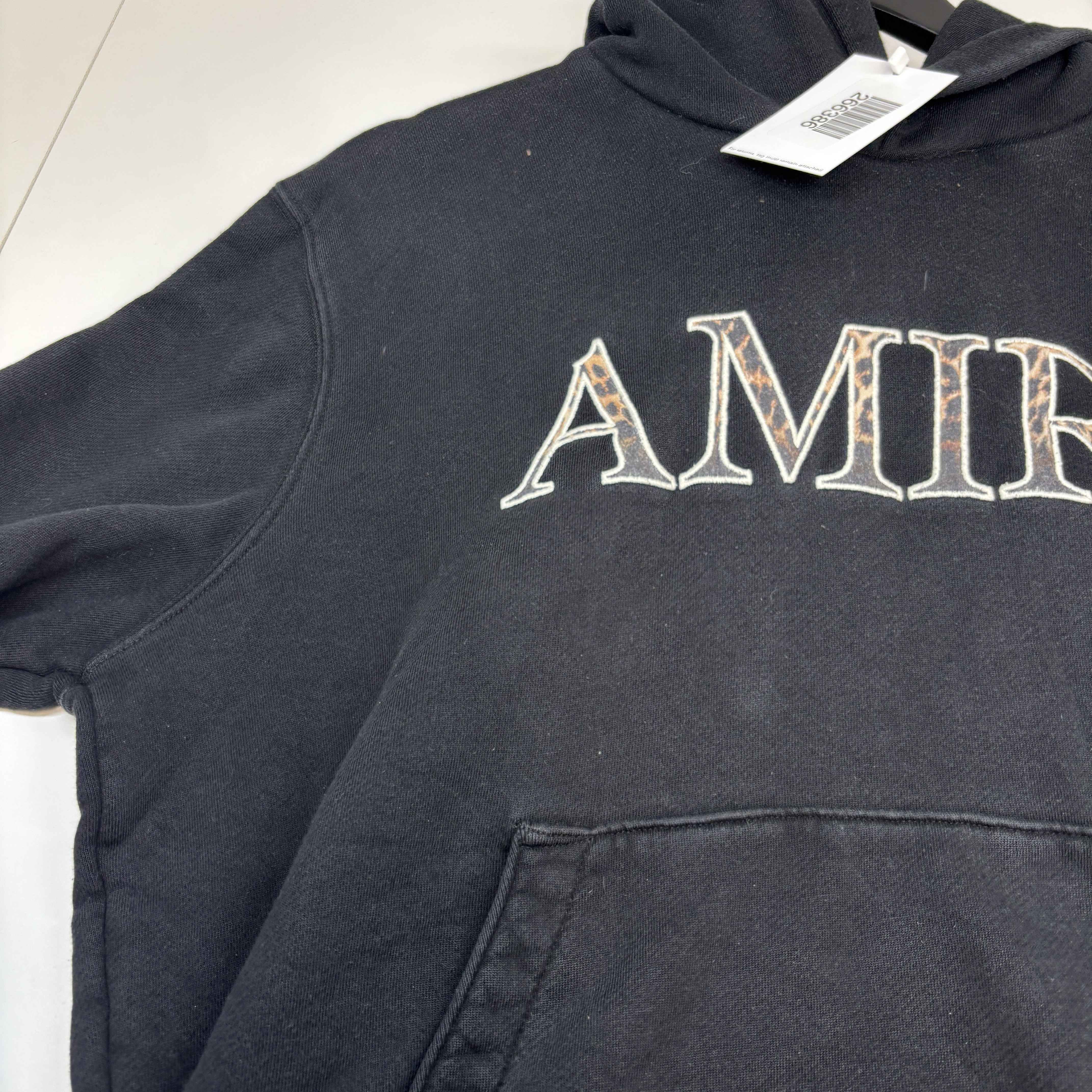 Men's Leopard Print Embroidered Logo Sweatshirt Black Size M