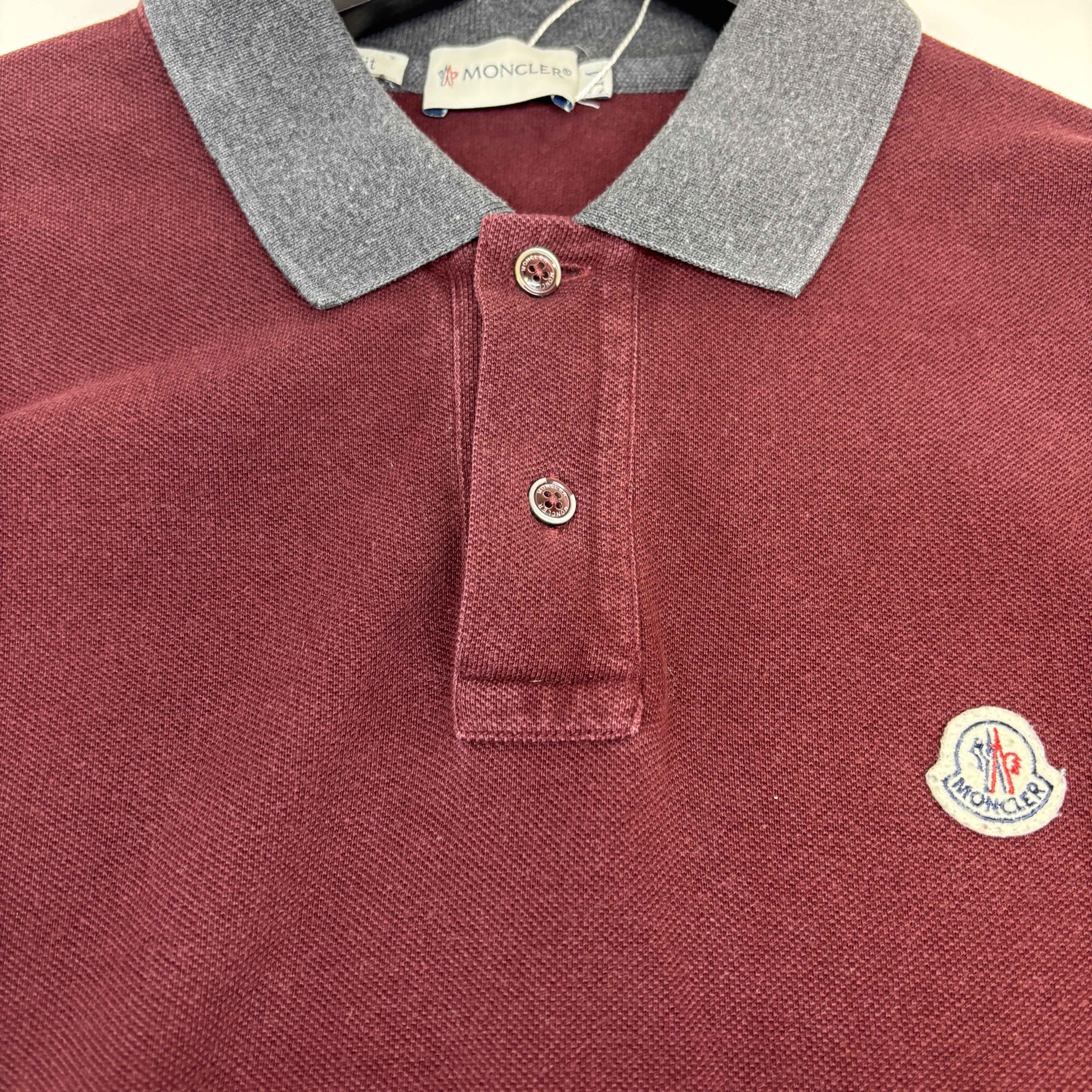Men's Maglia Manica Lunga Polo Shirt Burgundy Size M