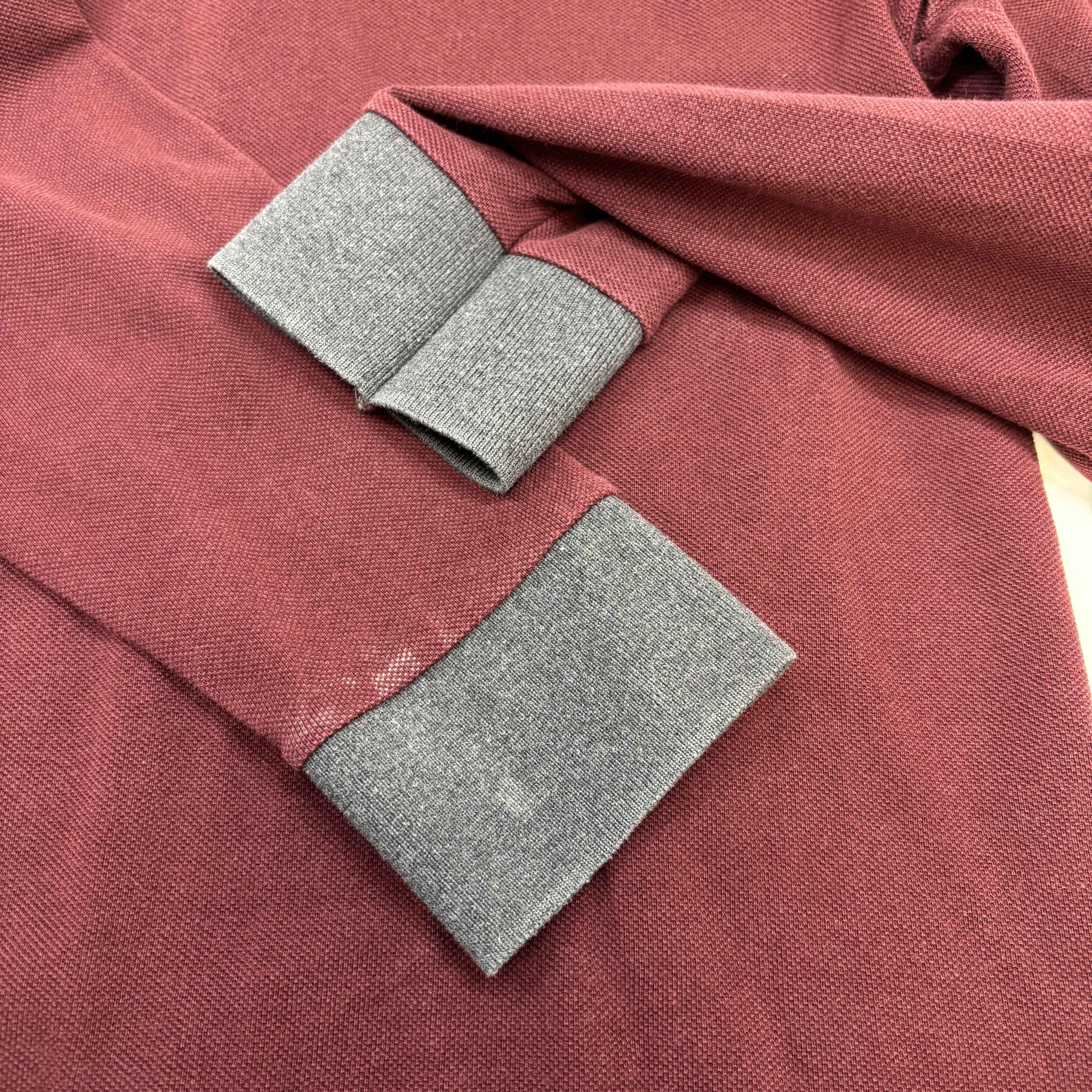 Men's Maglia Manica Lunga Polo Shirt Burgundy Size M