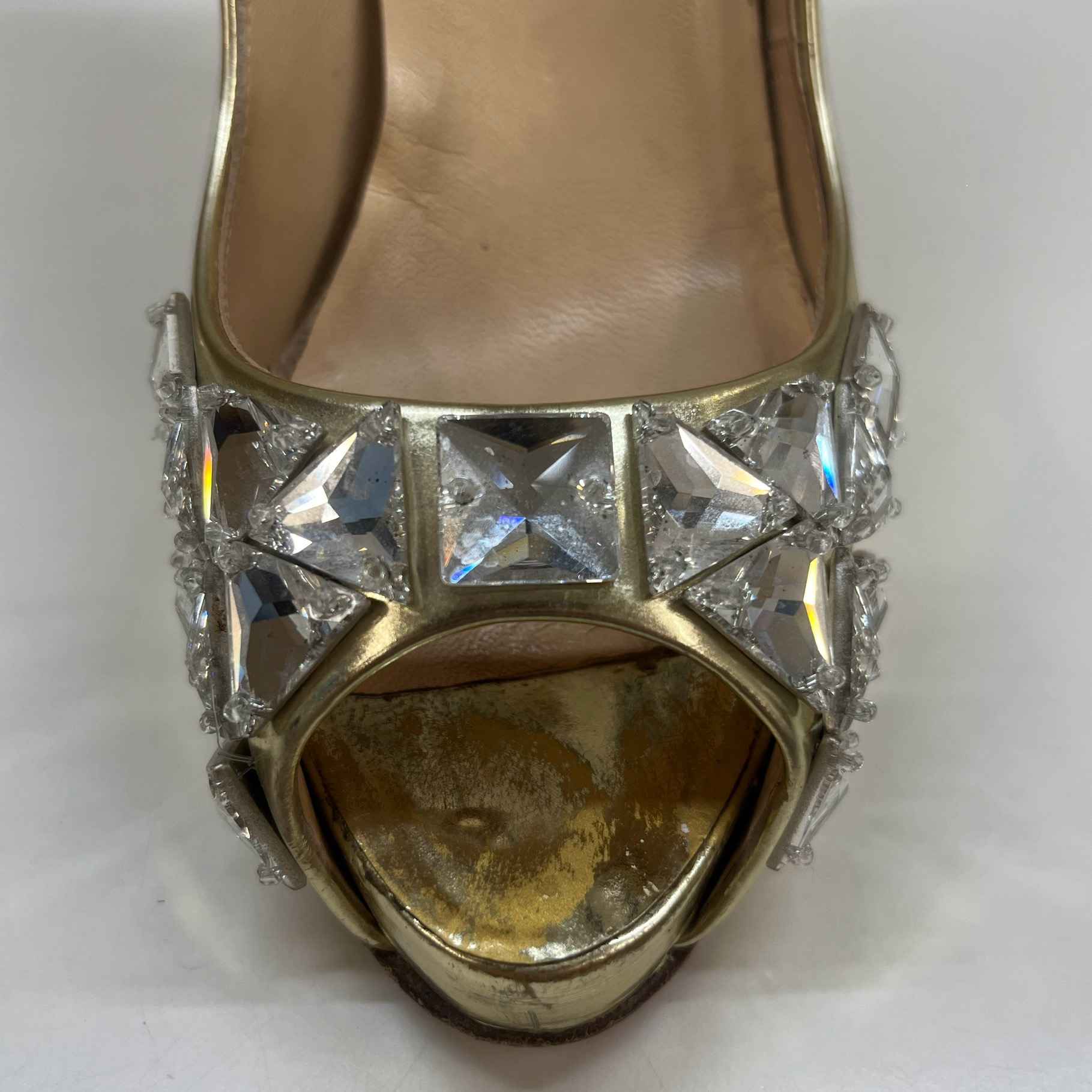 Women's Crystal Embellished Heels Gold Size EU 38 / UK 5
