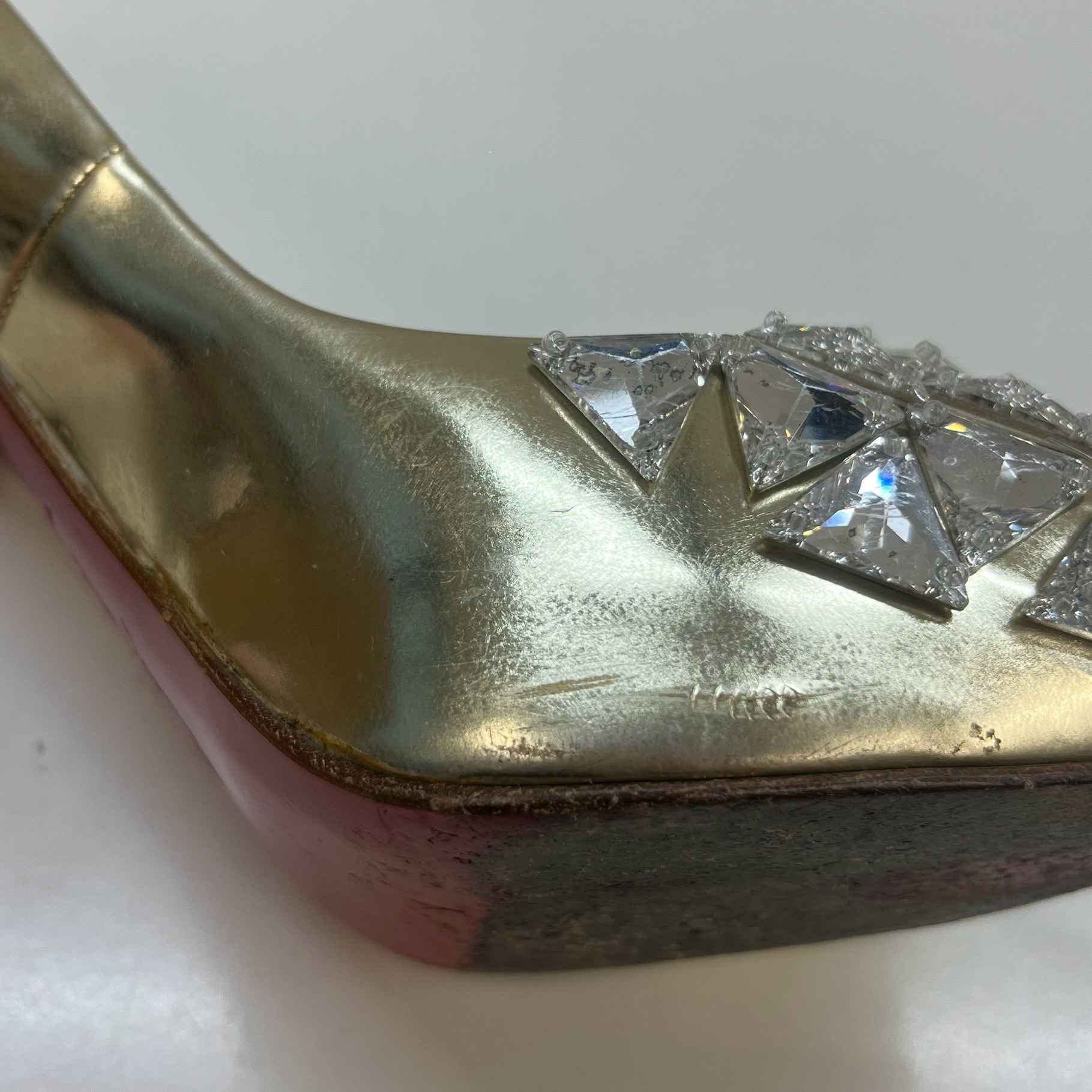 Women's Crystal Embellished Heels Gold Size EU 38 / UK 5