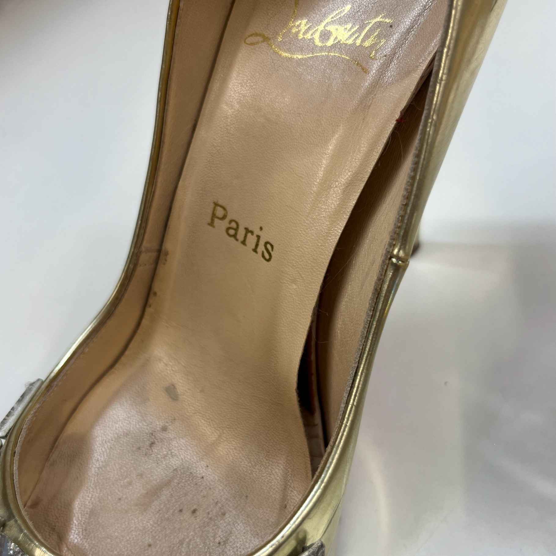 Women's Crystal Embellished Heels Gold Size EU 38 / UK 5