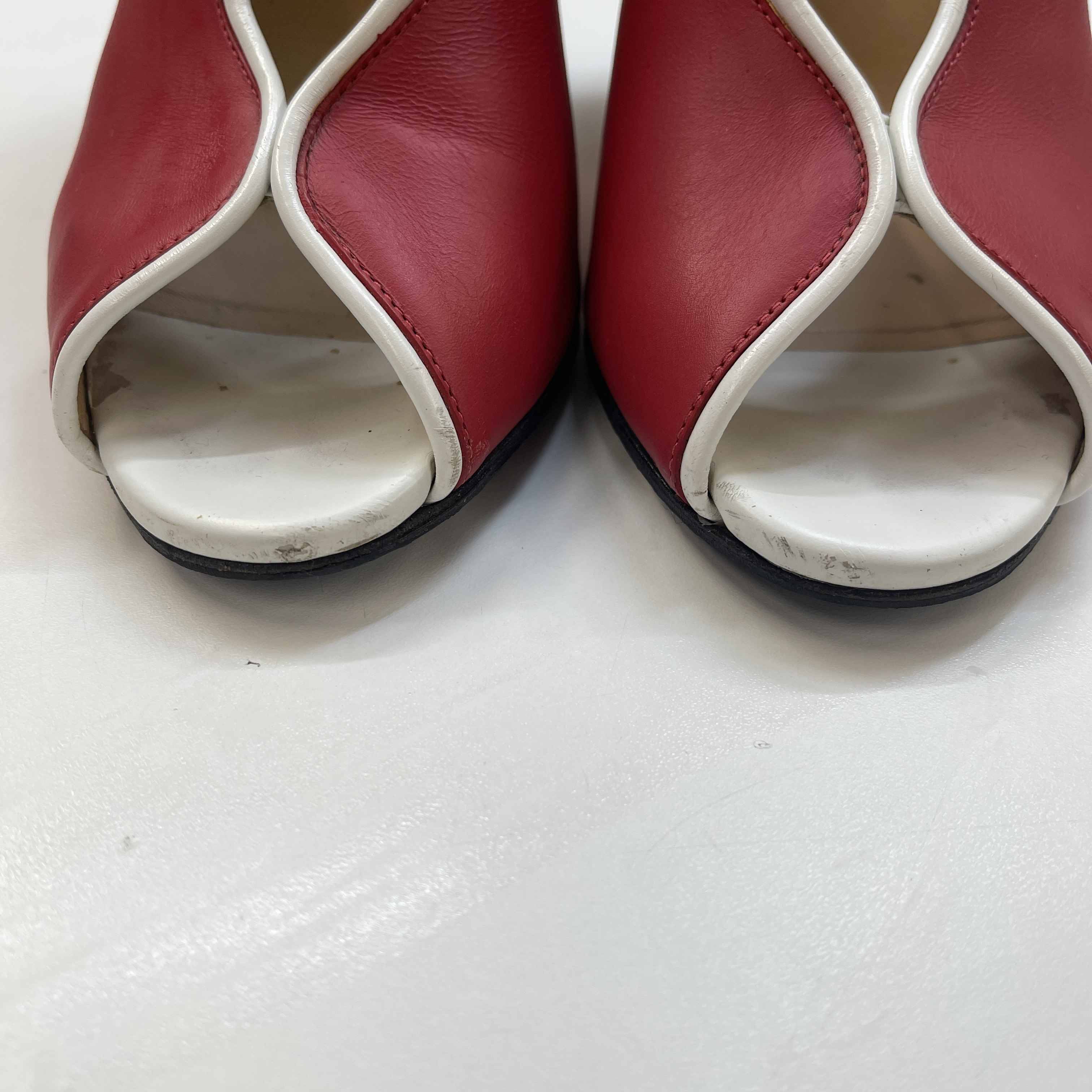 Women's Scallop Lined Peep Toe Heels Red Size EU 37.5 / UK 4.5