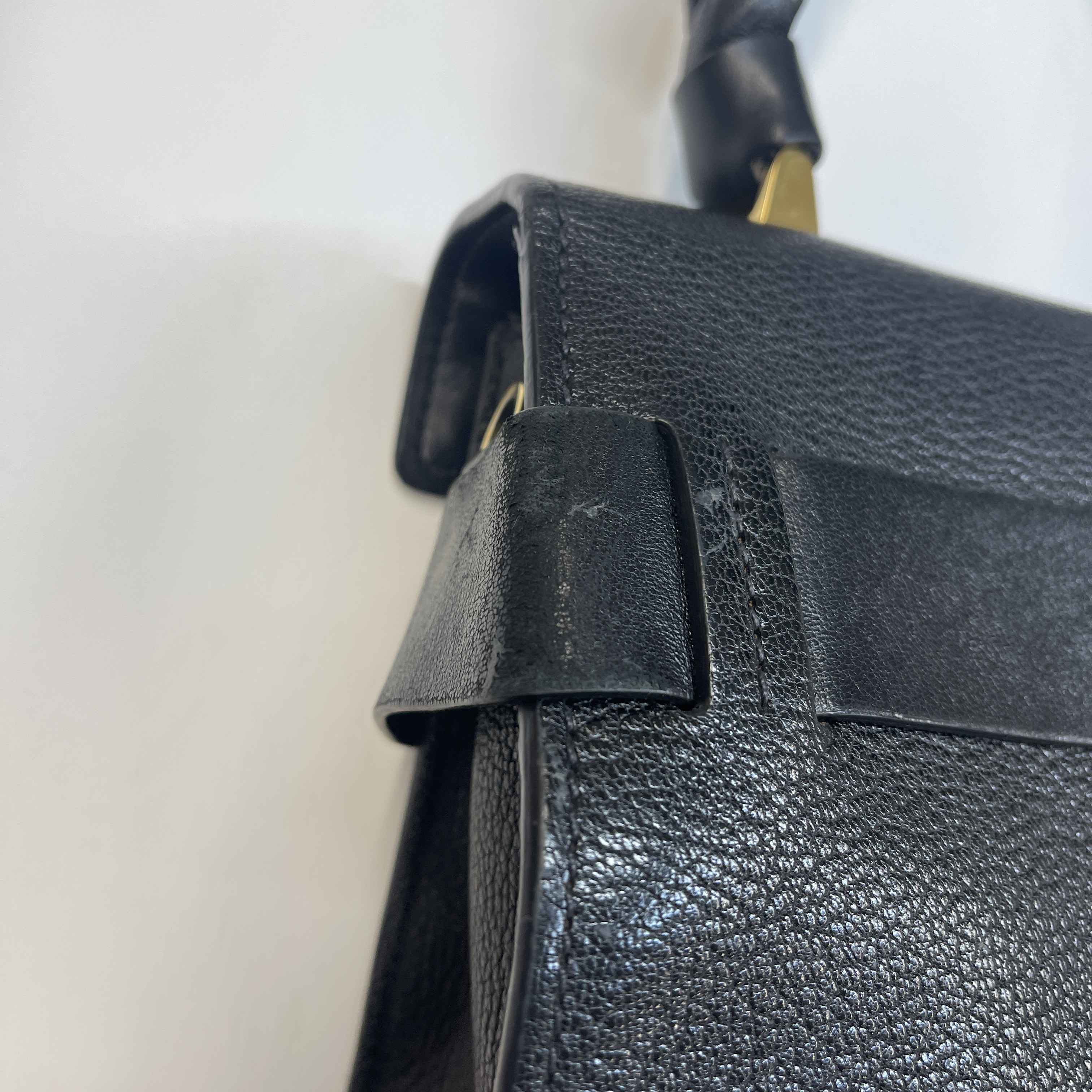 Women's Goatskin Madras Click Top Handle Nero Handbag Black