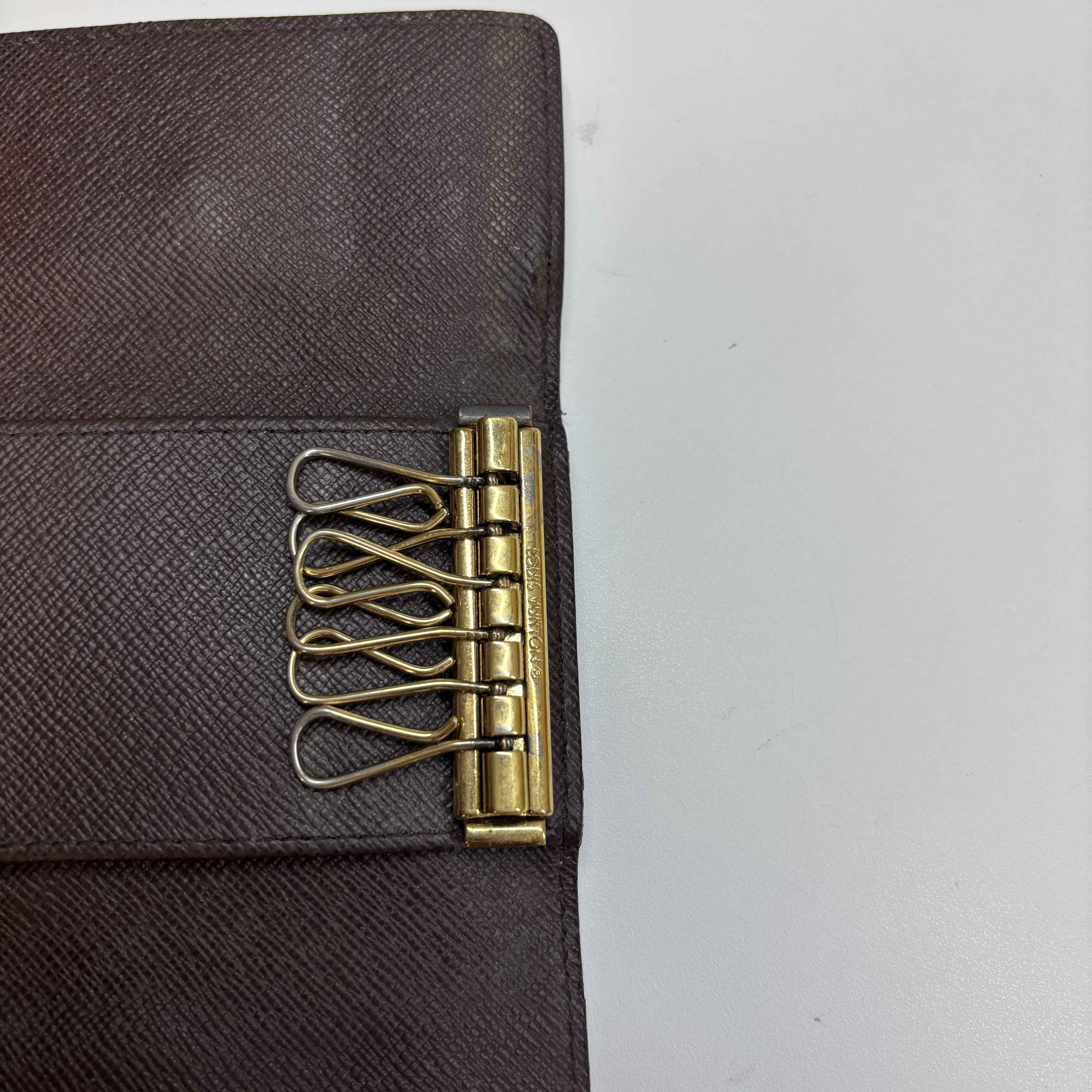 Men's Damier Ebene Multicles 6 Key Holder Wallet Brown