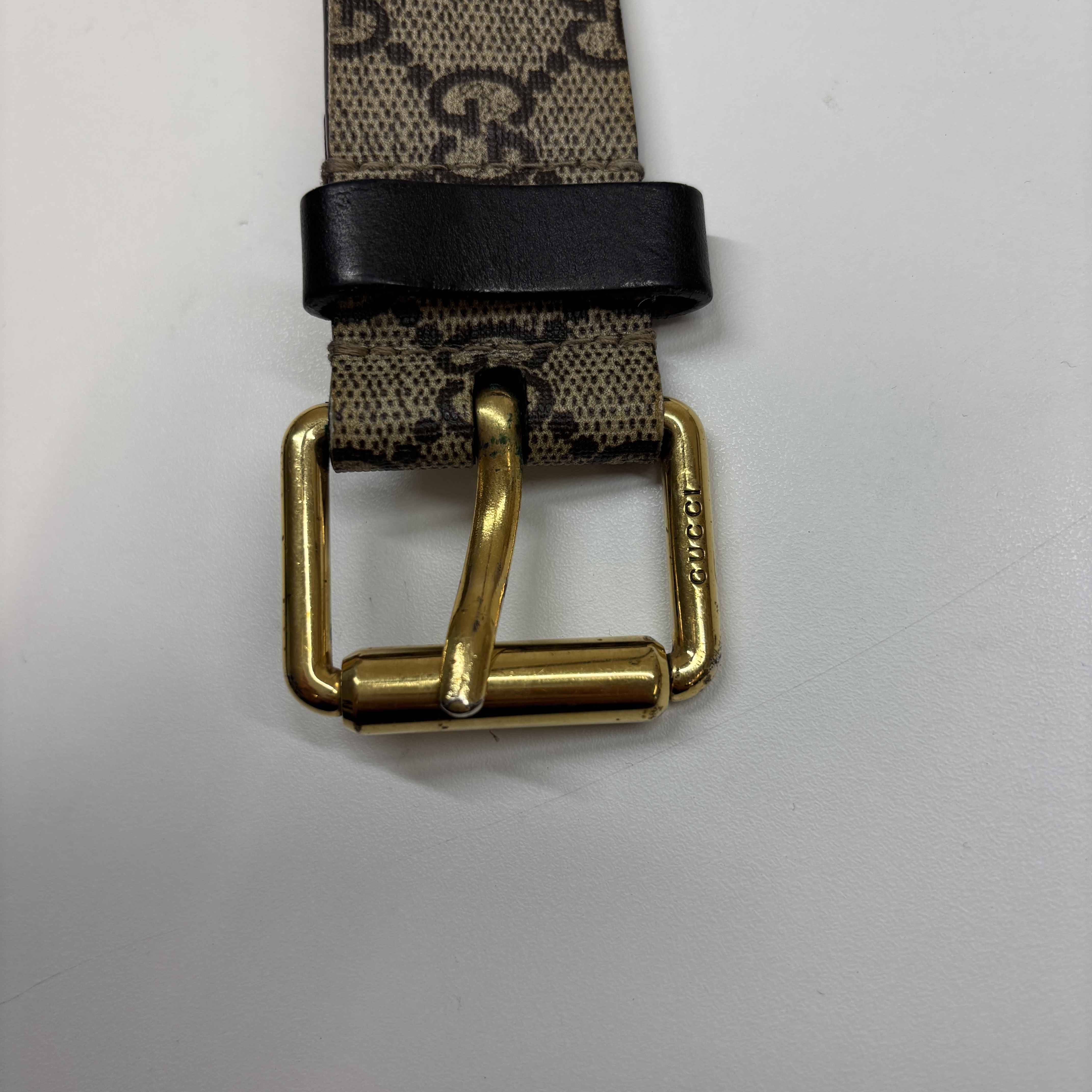 Men's Gg Supreme Tiger Print Belt Beige Size 85CM / UK 10