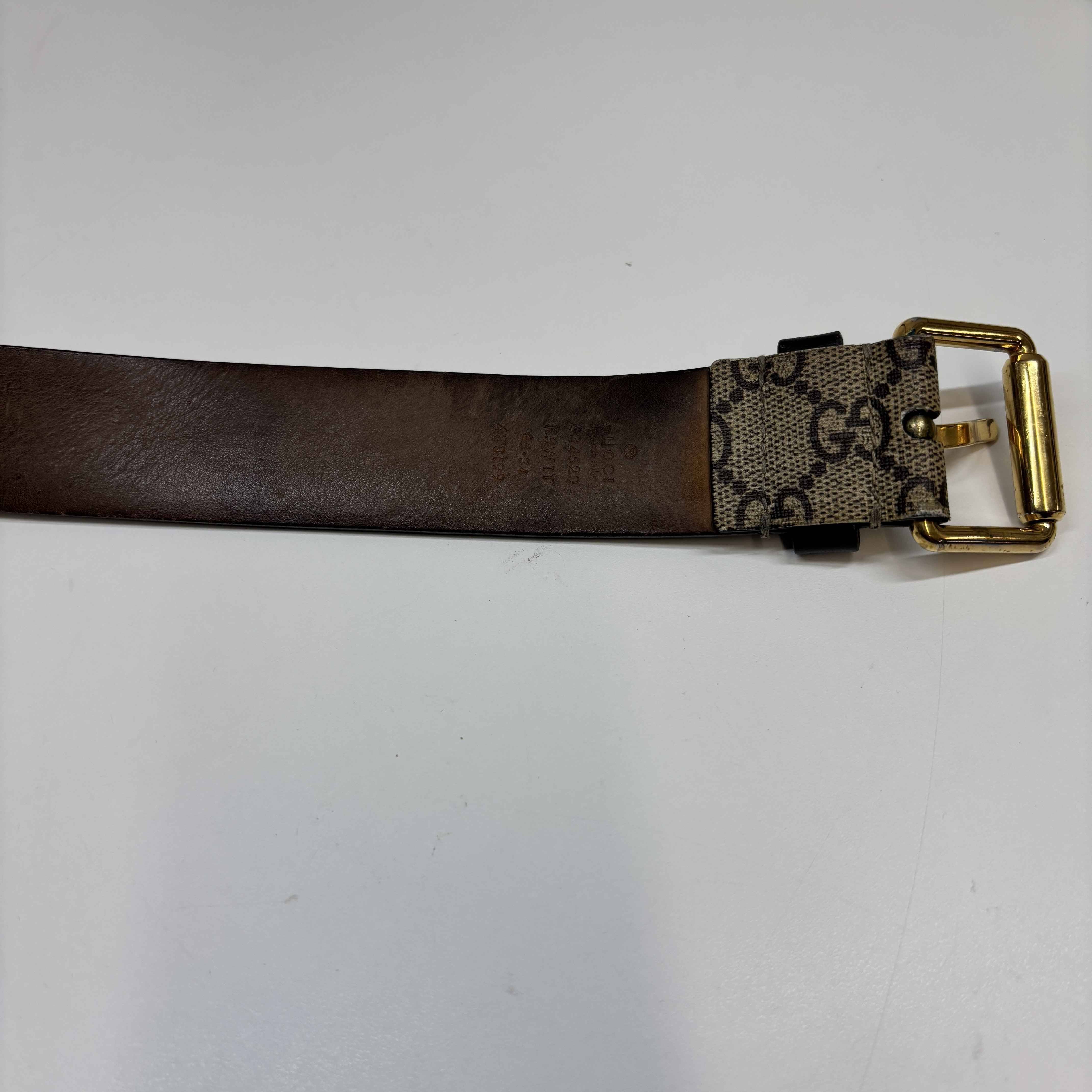 Men's Gg Supreme Tiger Print Belt Beige Size 85CM / UK 10