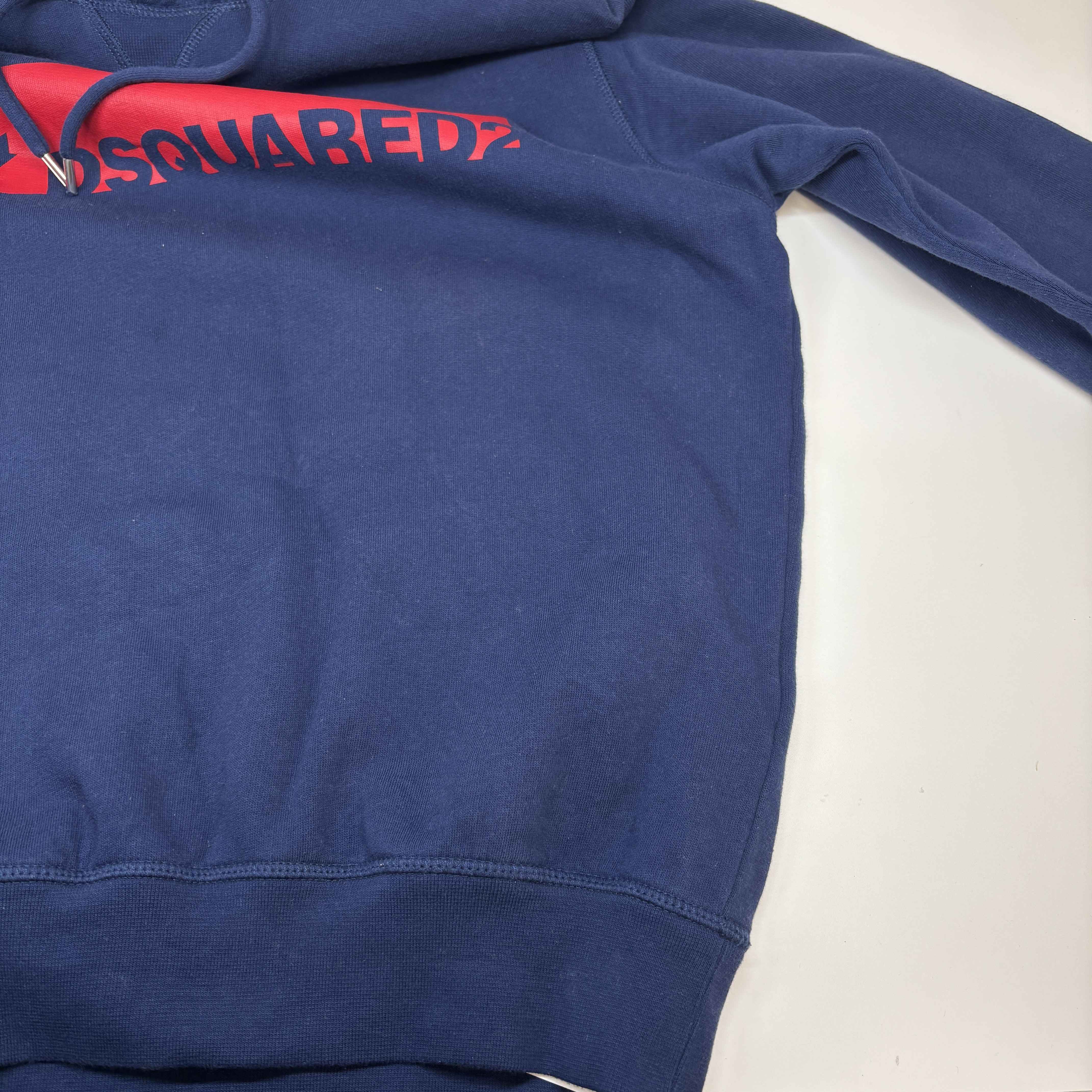 Men's Logo Print Hoodie Blue Size S