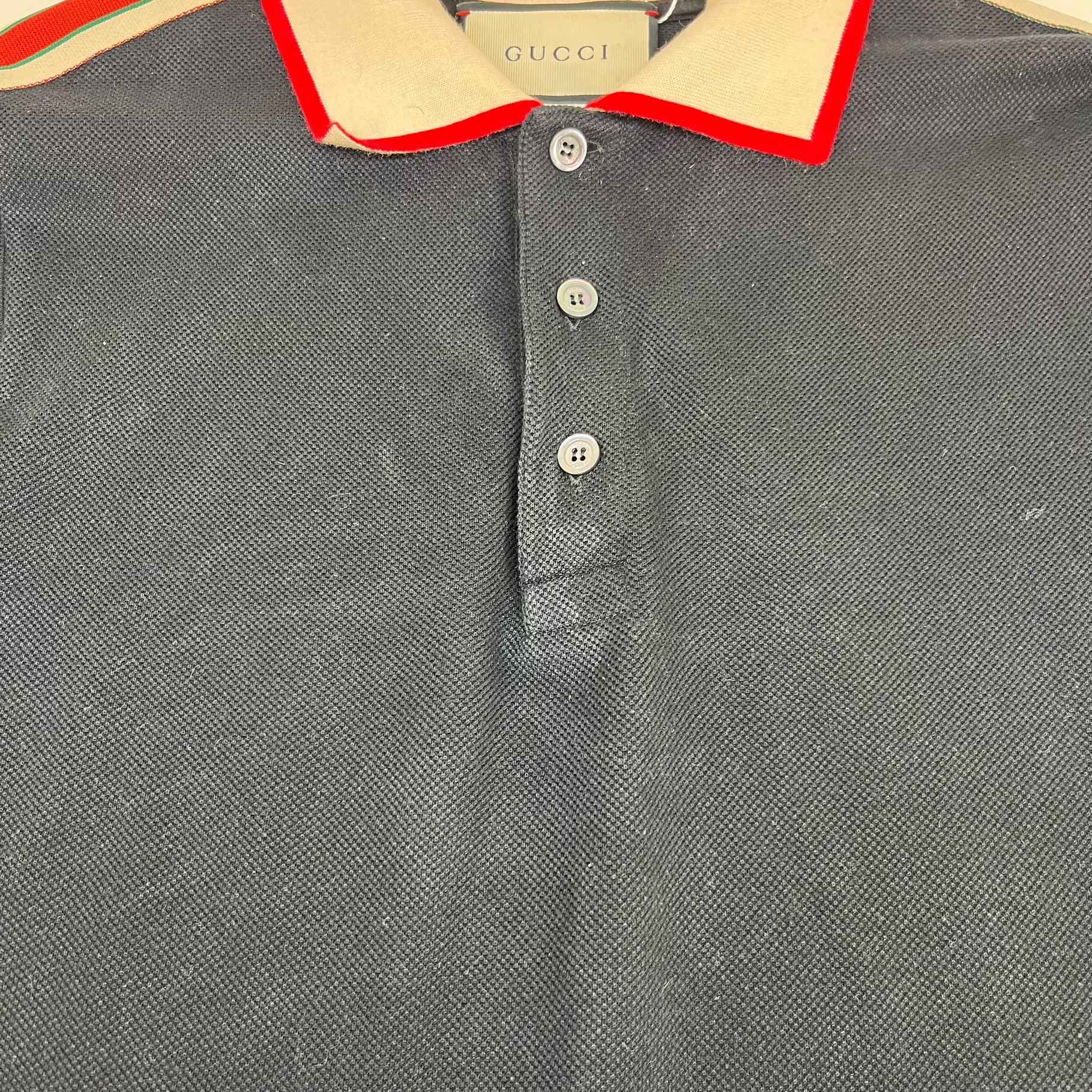 Men's Web Tape Logo Polo Shirt Black Size M