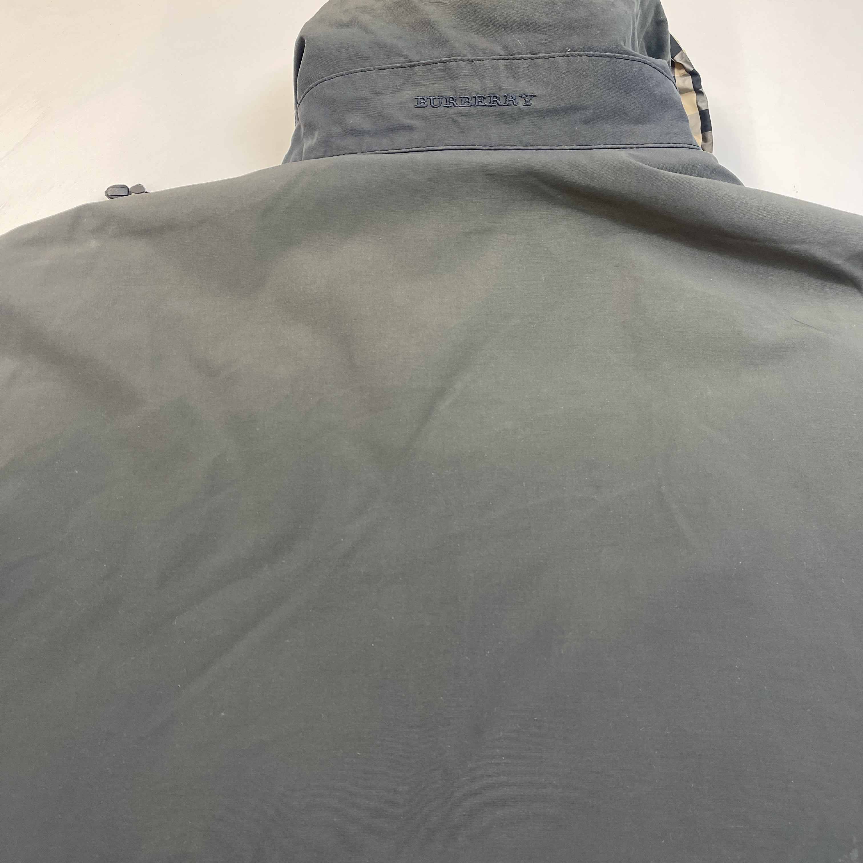 Men's Checkered Zip Up Jacket Grey Size XL