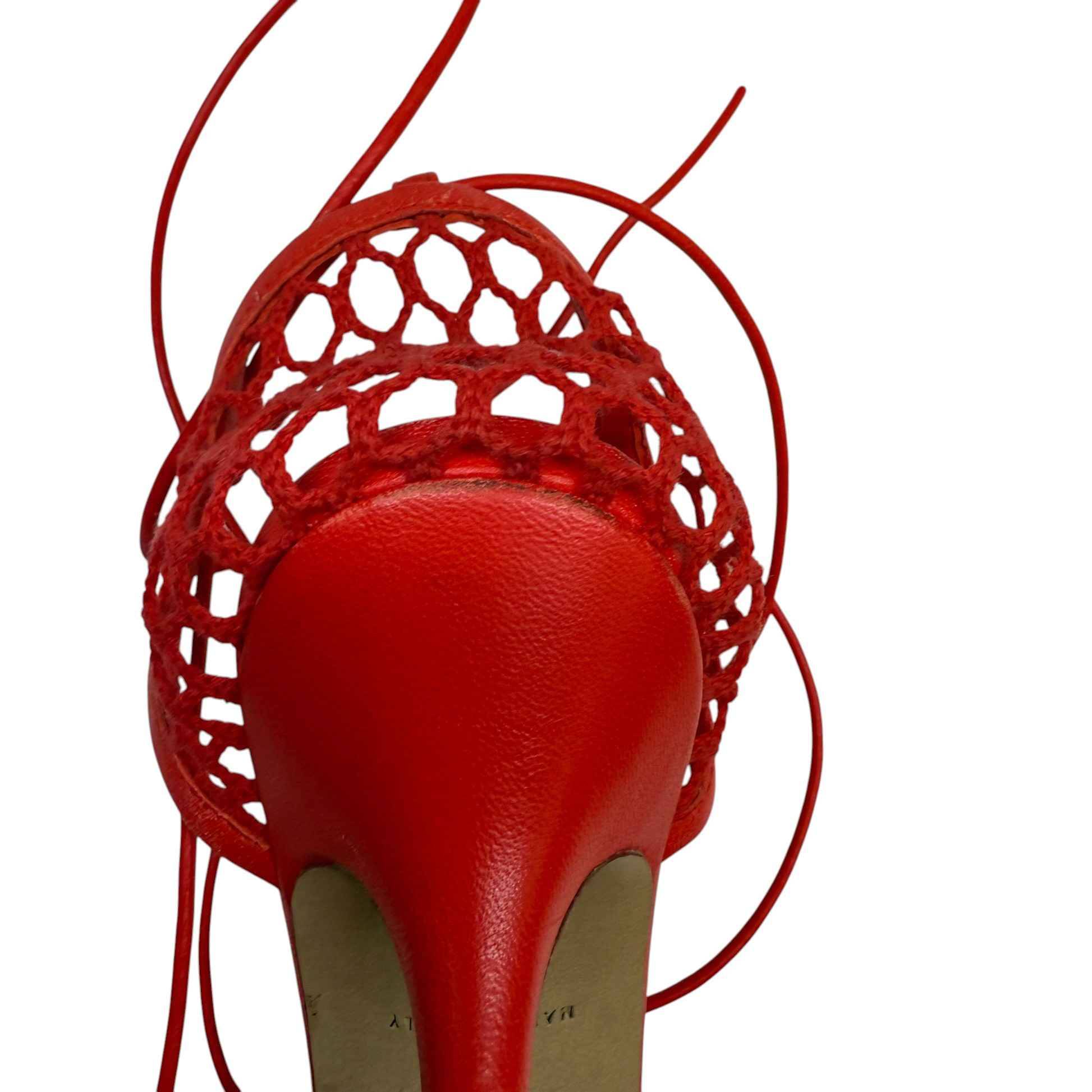 Women's Stretch Wraparound Mesh Courts Heels Red Size EU 38 / UK 5
