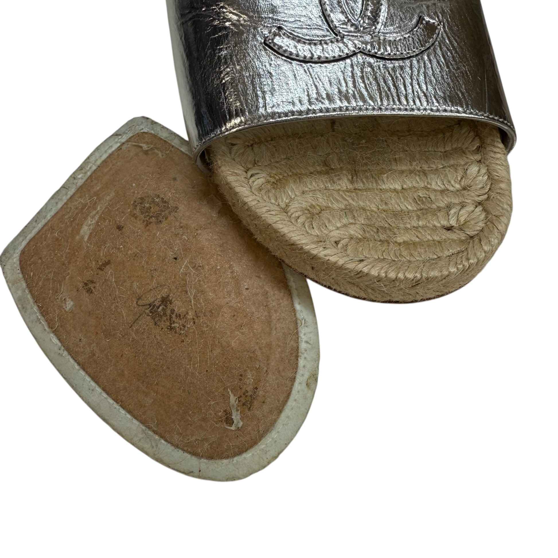 Women's Cc Logo Espadrilles Silver Size EU 39 / UK 6