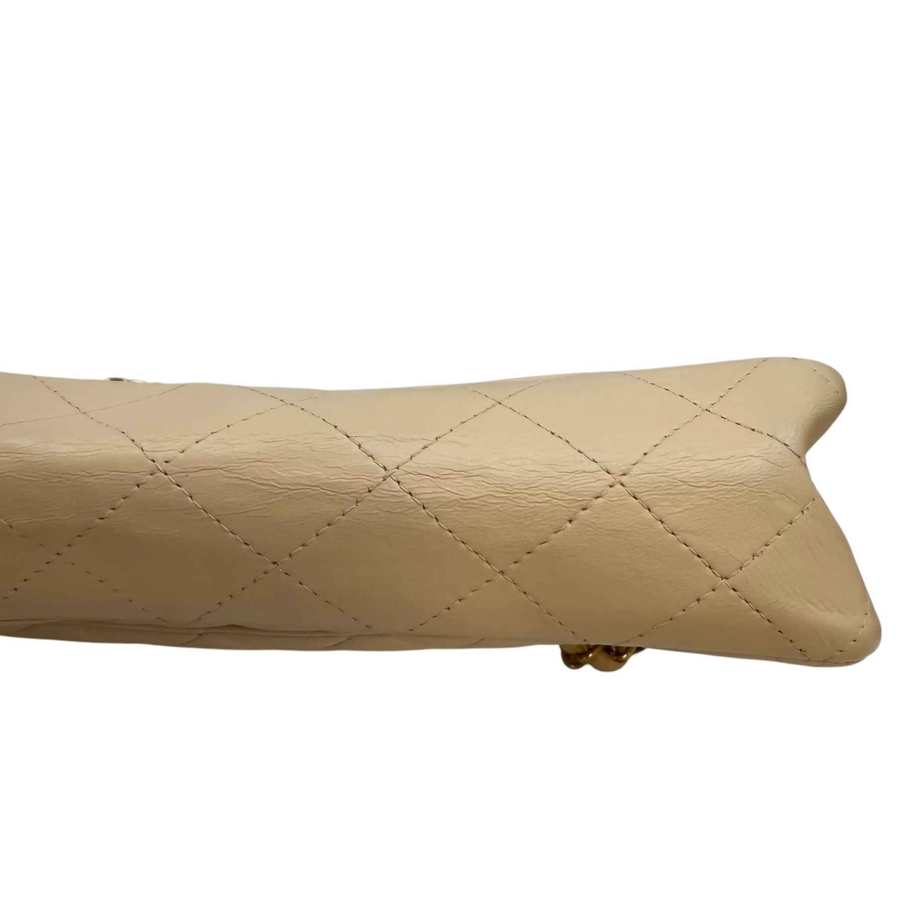 Women's Classic Double Flap Medium Lambskin Handbag Beige