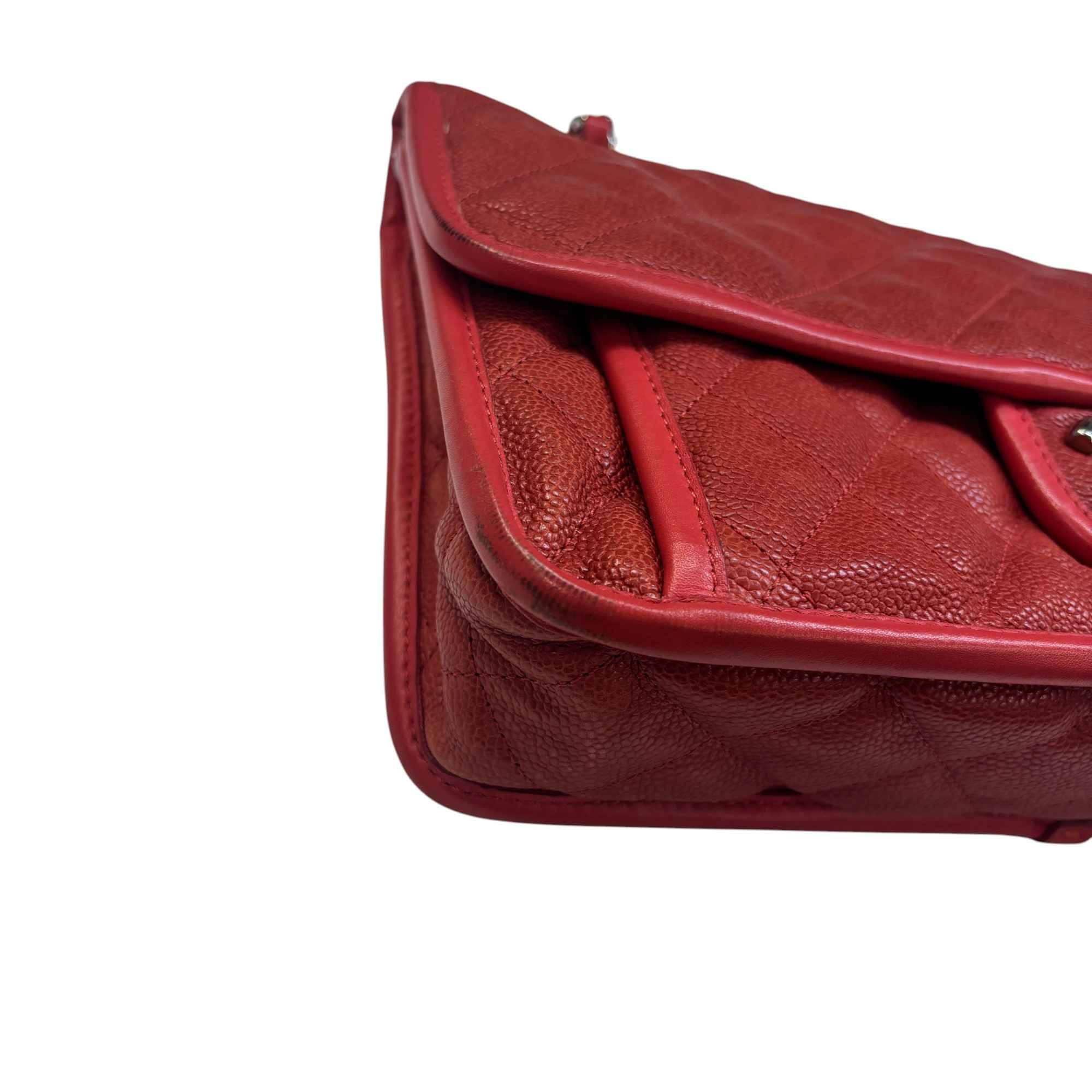 Women's Cc Quilted Caviar French Riviera Flap Handbag Burnt Orange