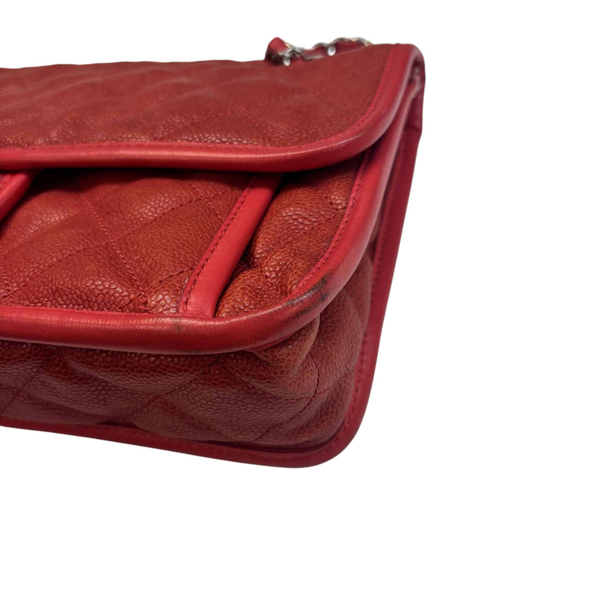 Women's Cc Quilted Caviar French Riviera Flap Handbag Burnt Orange