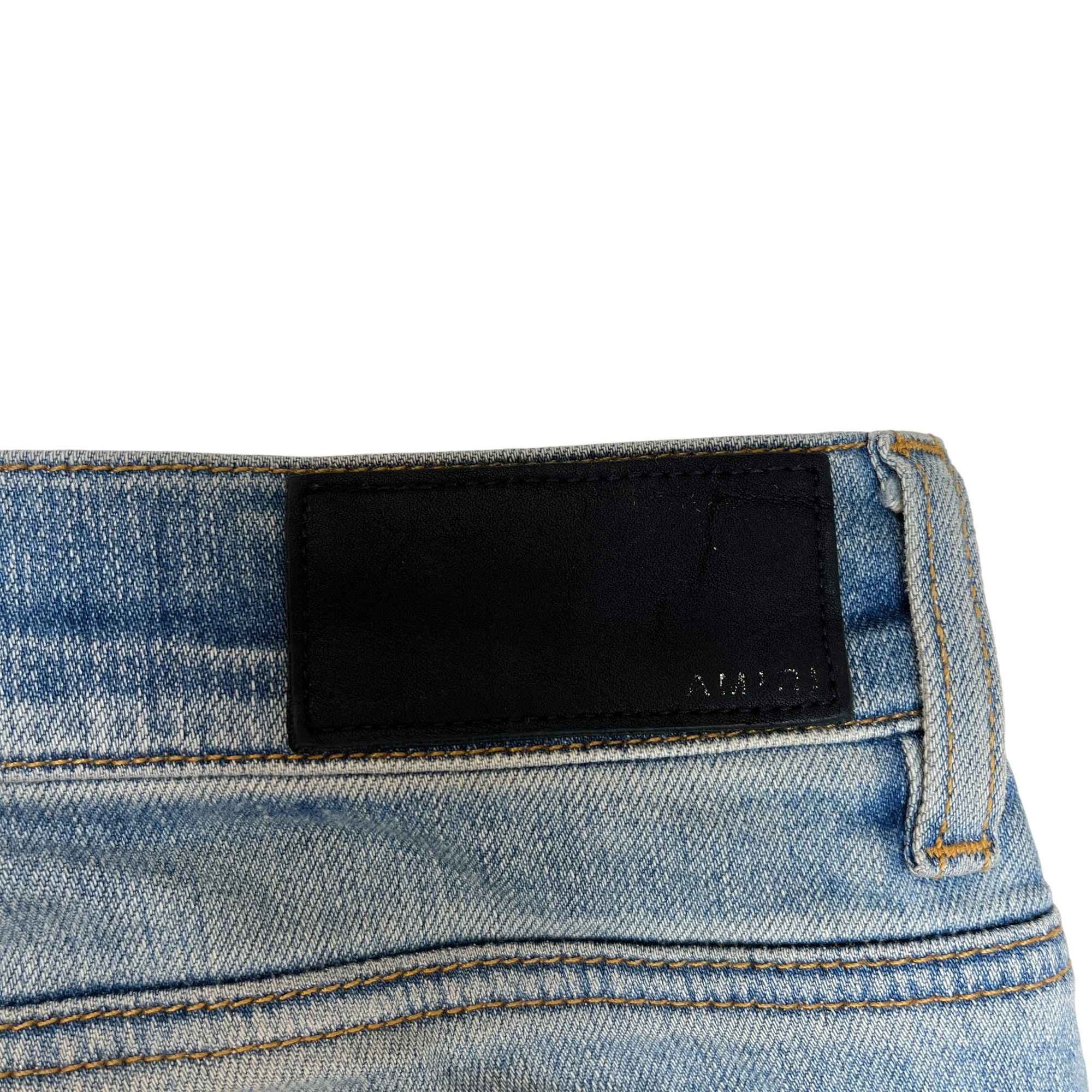 Men's Mx1 Distressed Flannel Jeans Blue Size Waist 36"