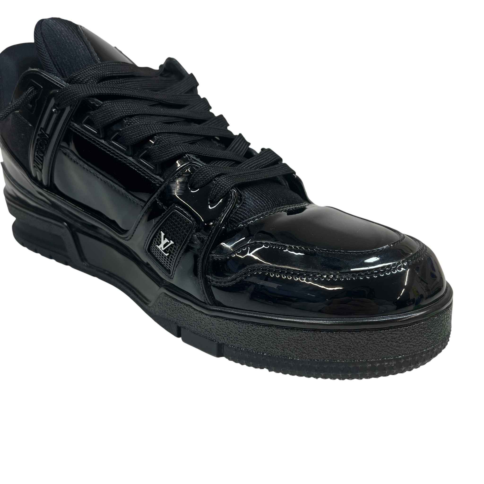Men's Lv Patent Low Trainers Black Size EU 44 / UK 10