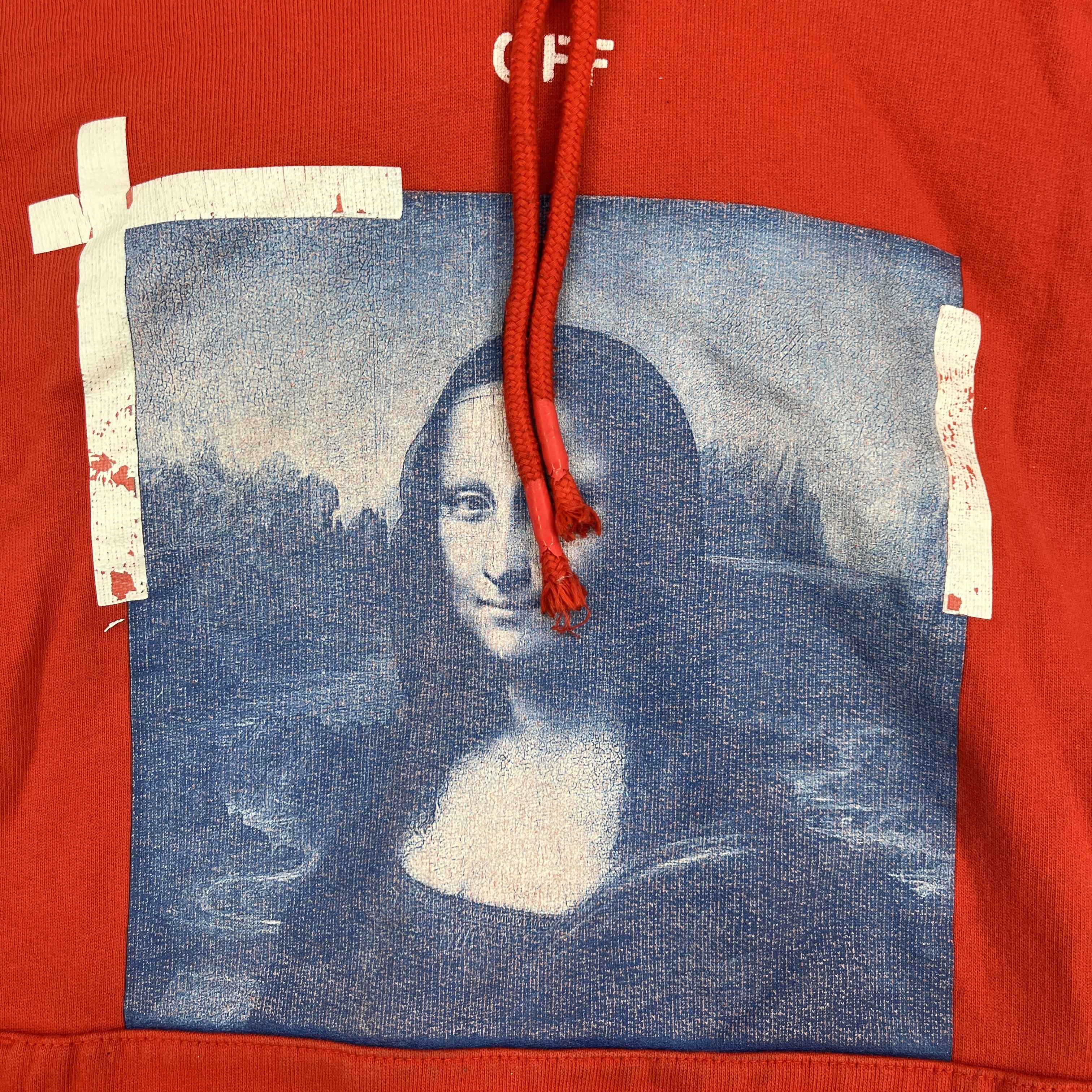 Men's Mona Lisa Print Hoodie Red Size L