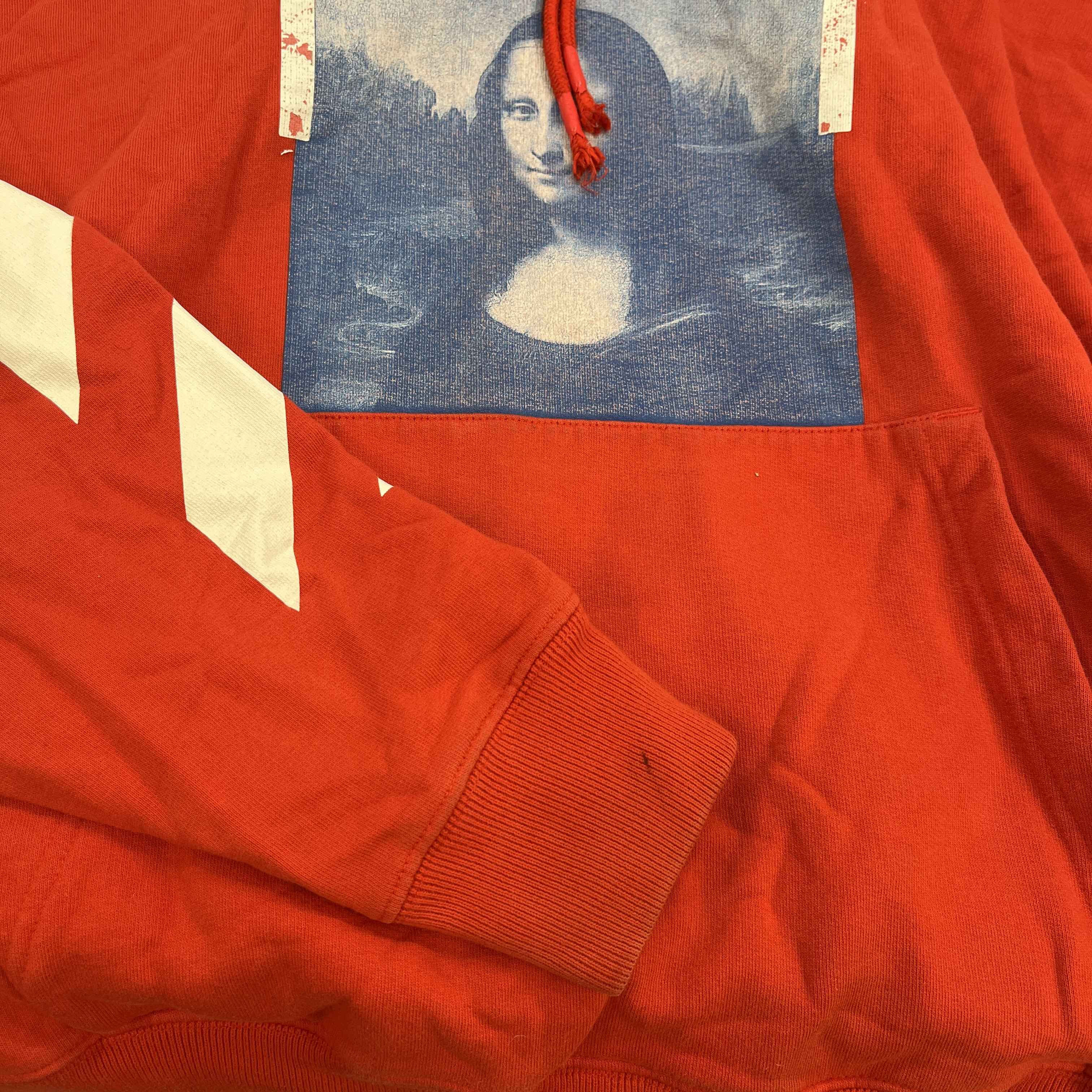 Men's Mona Lisa Print Hoodie Red Size L