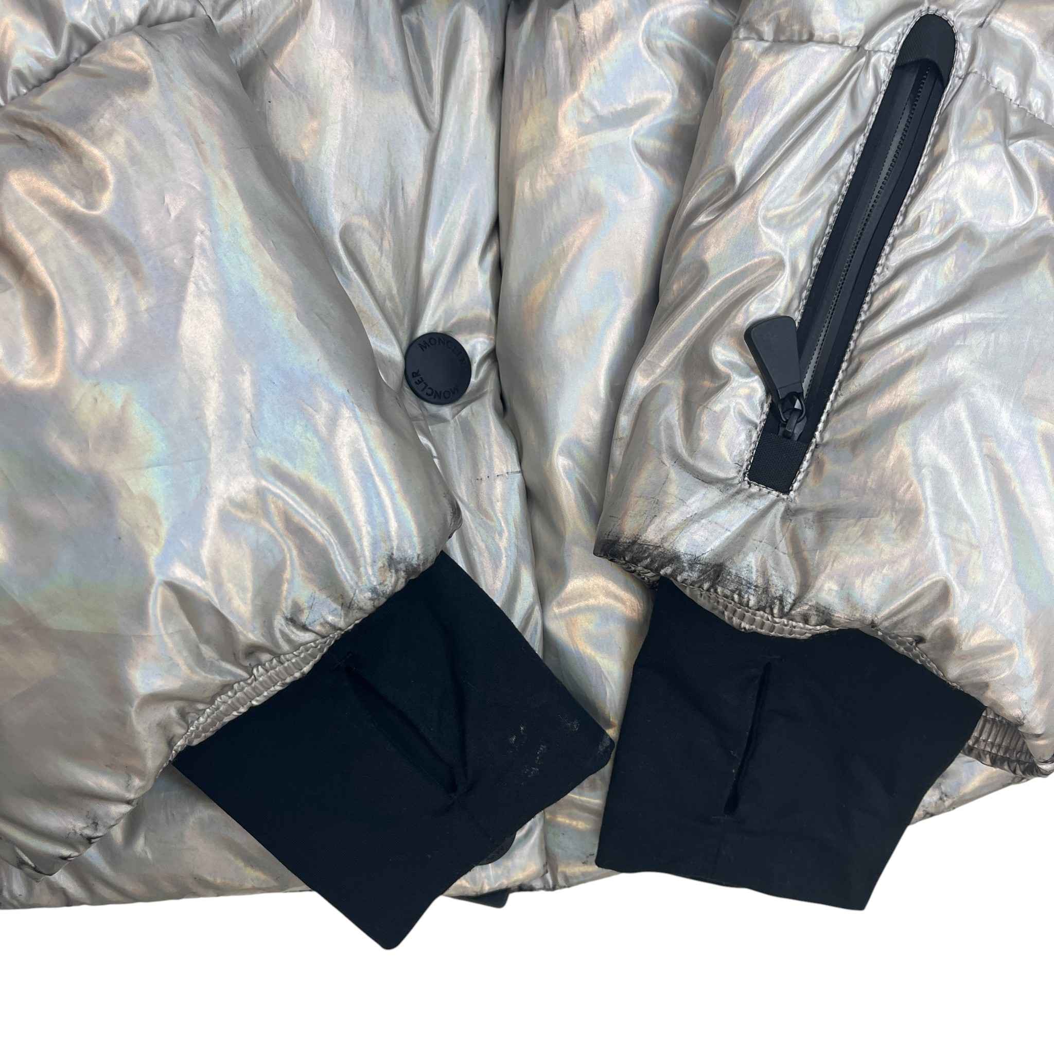 Women's Olligan Holographic Hooded Belted Down Jacket Silver Size 1 / UK 10