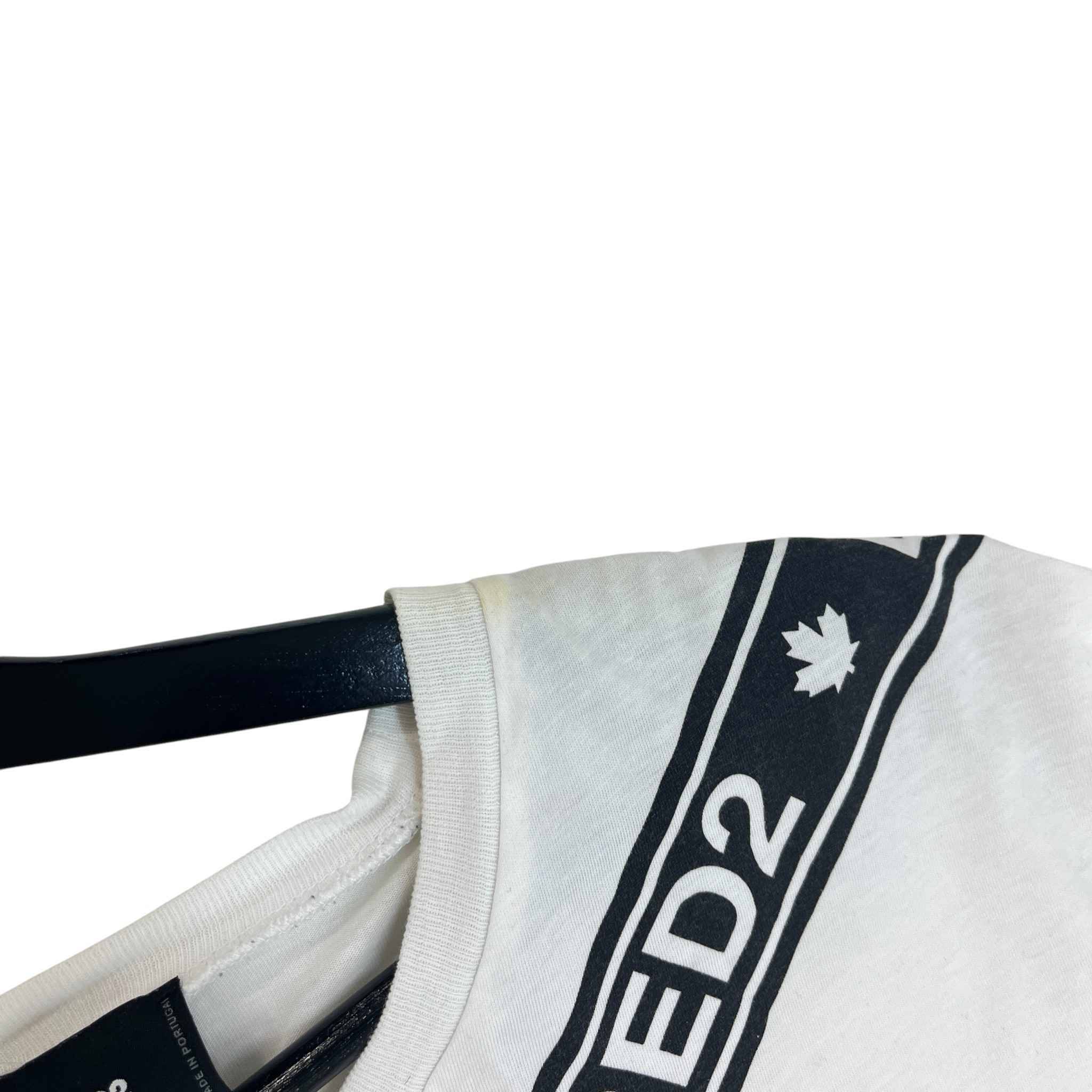 Men's Tape Logo Print T-Shirt White Size L