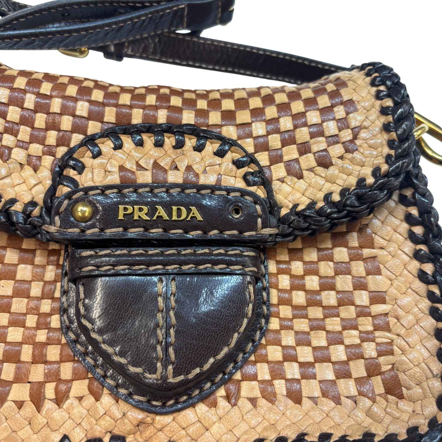 Women's Madras Woven Crossbody Bag Brown