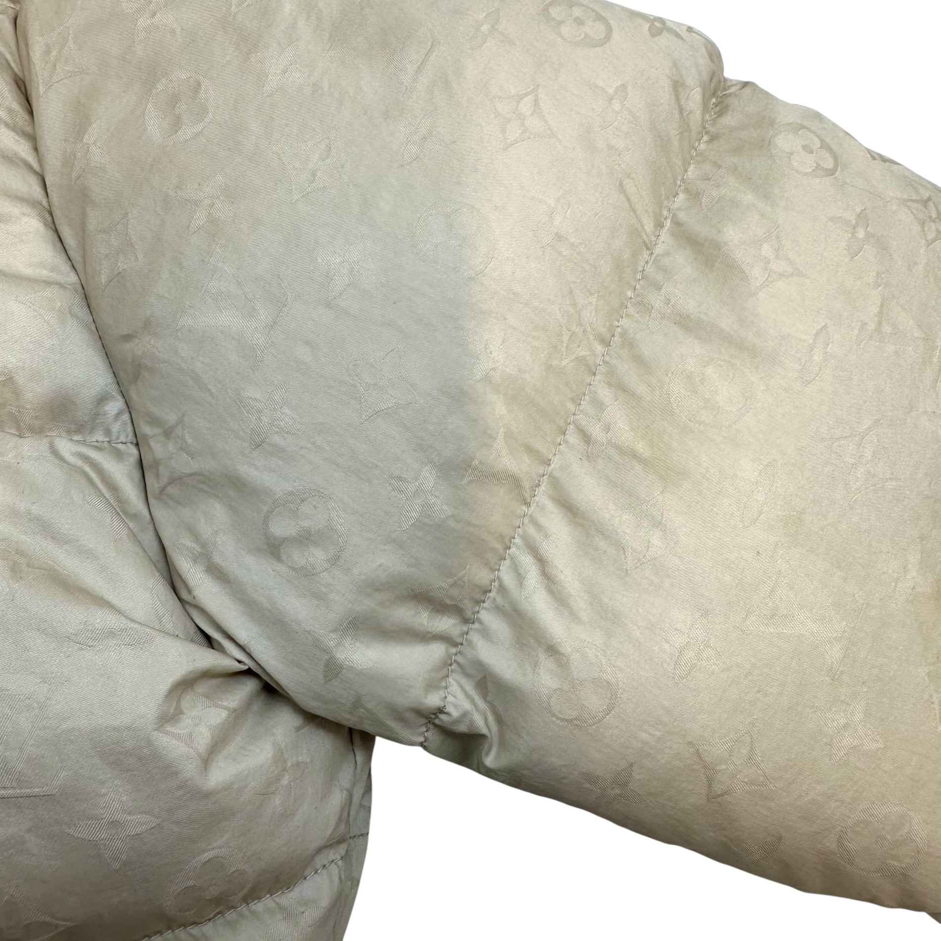 Women's Cropped Monogram Fr-36 Down Jacket Cream Size S