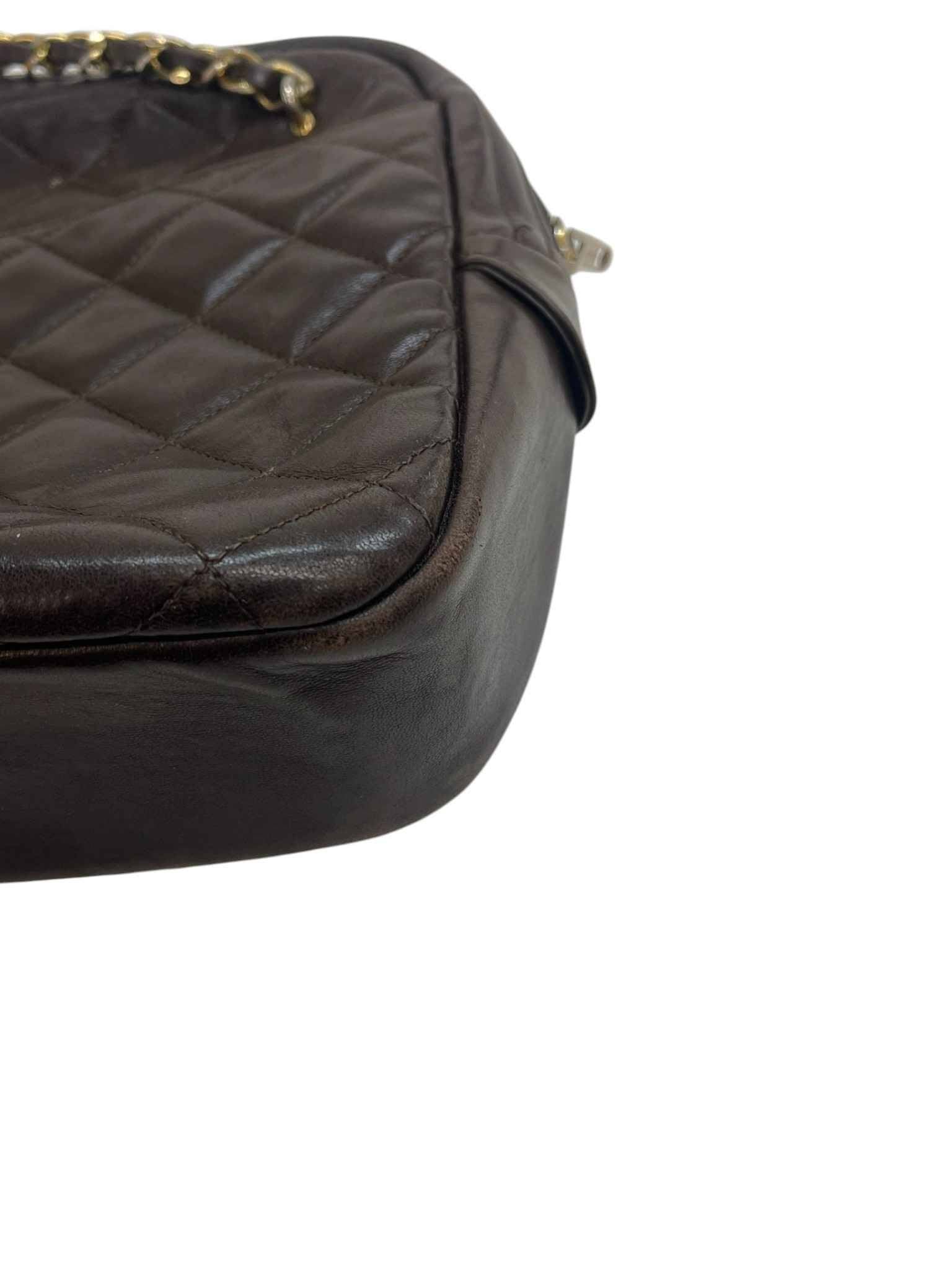 Women's Vintage Quilted Camera Bag Brown