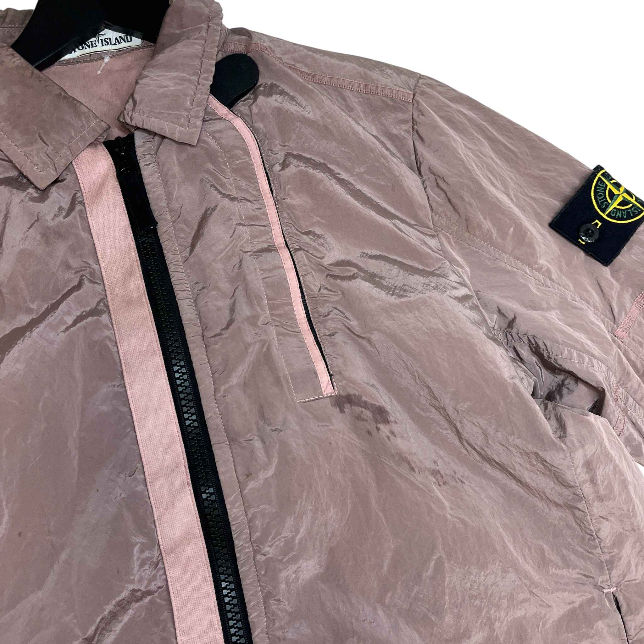 Men's Applique Nylon Metal OverShirt Pink Size S