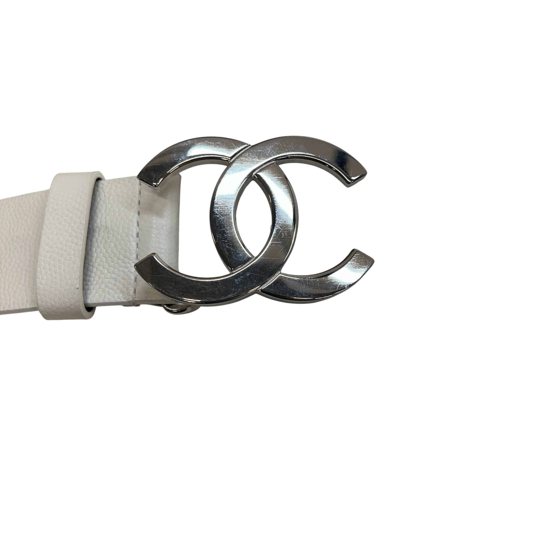 Women's Cc Logo Belt White Size Waist 36"