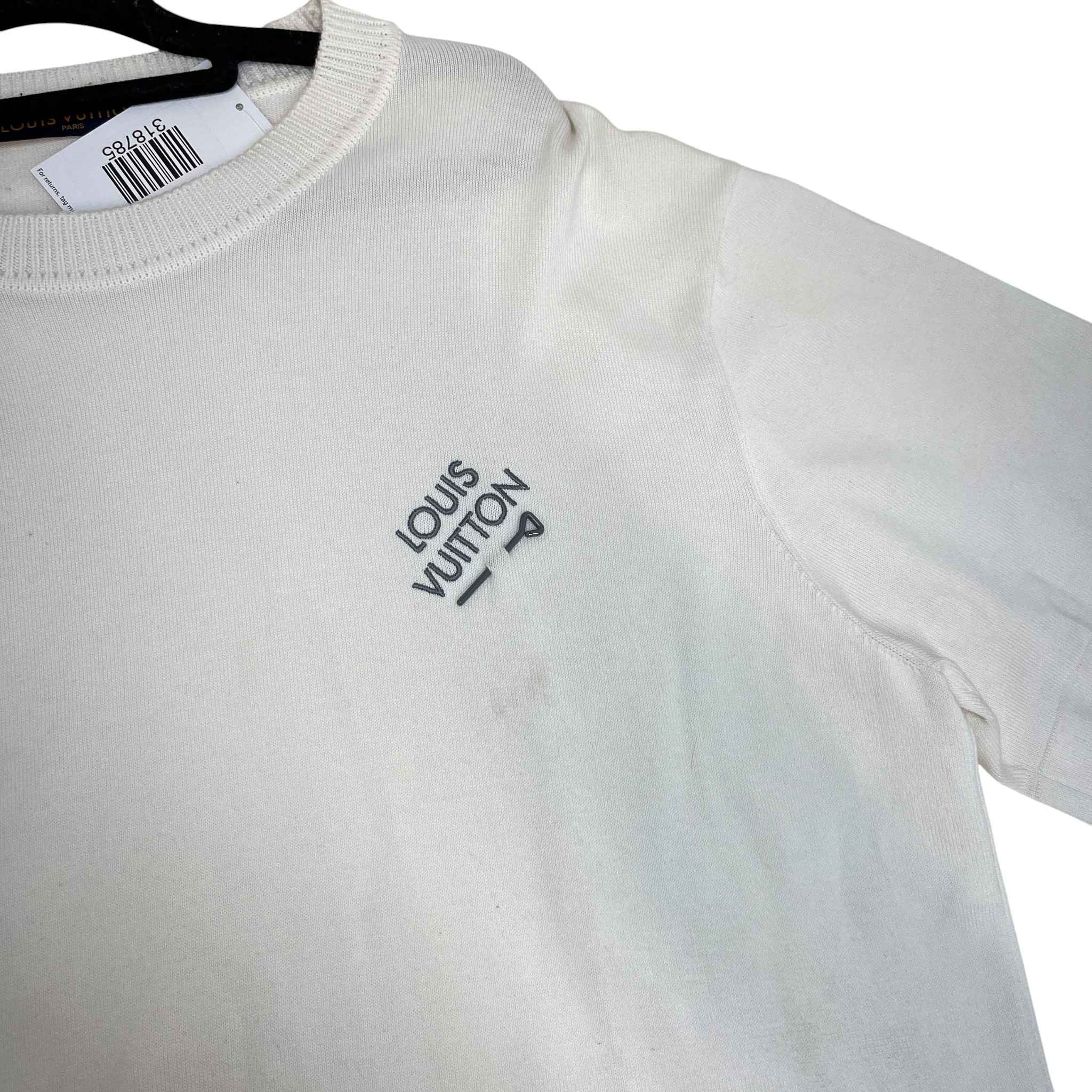 Men's Embroidered Signature T-Shirt White Size XL