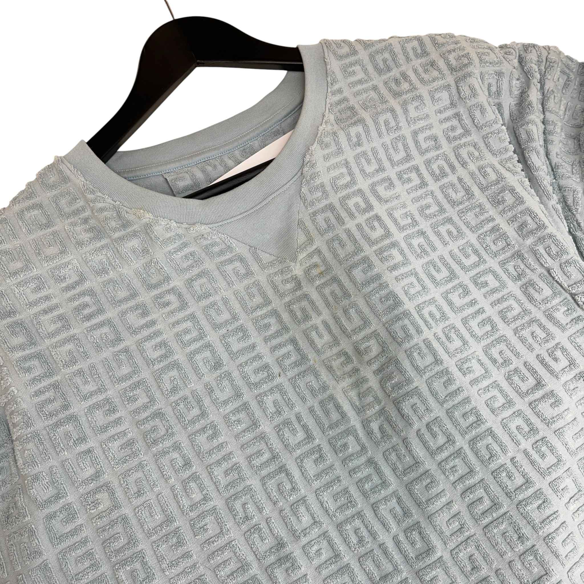 Men's Jacquard Towelling T-Shirt Blue Size L