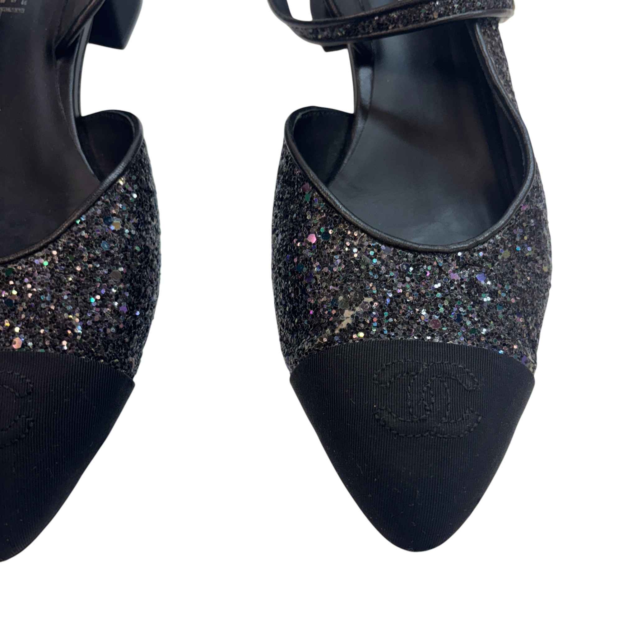 Women's Slingback Glitter Mules Black Size EU 40 / UK 7