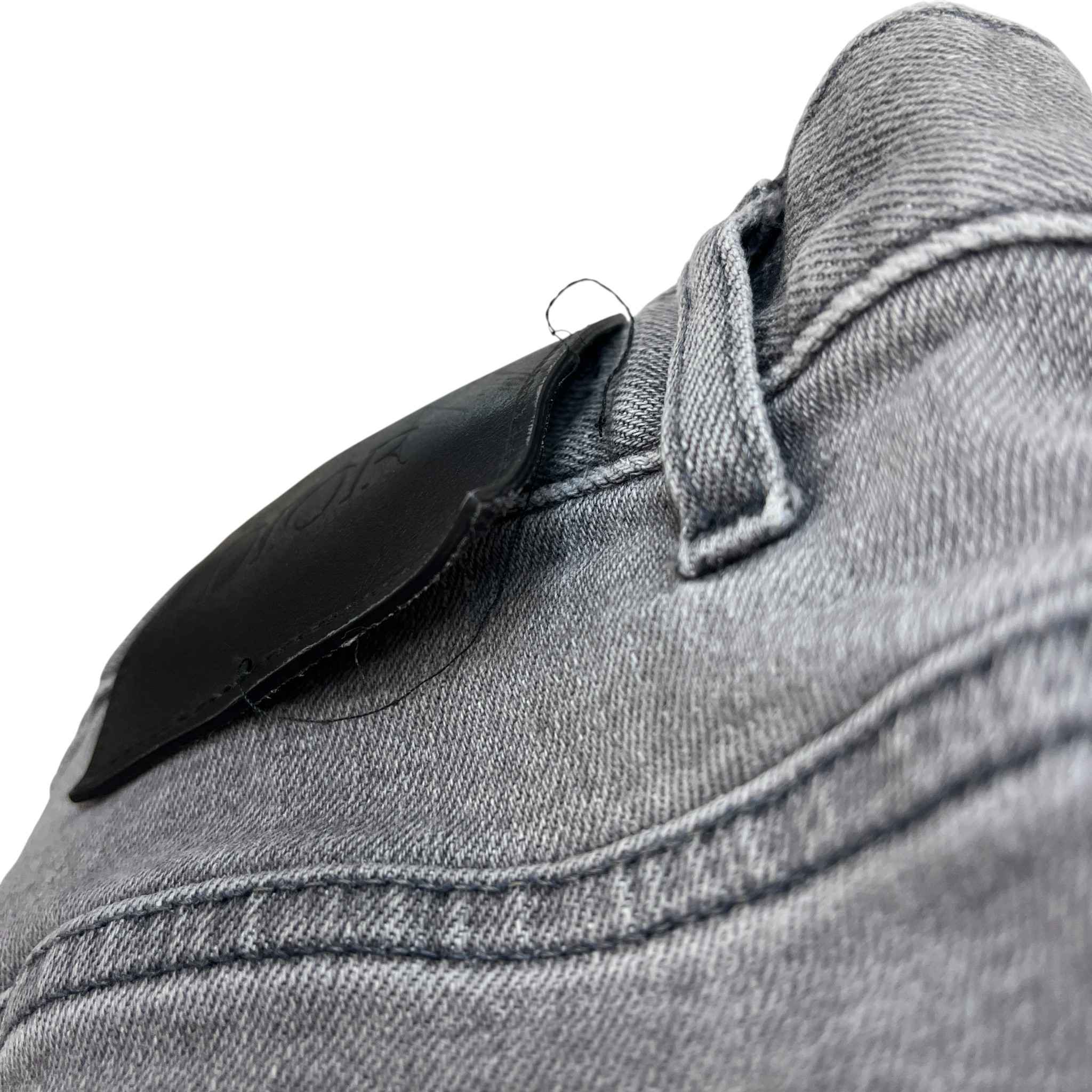 Men's Logo Patch Jeans Grey Size Waist 36"