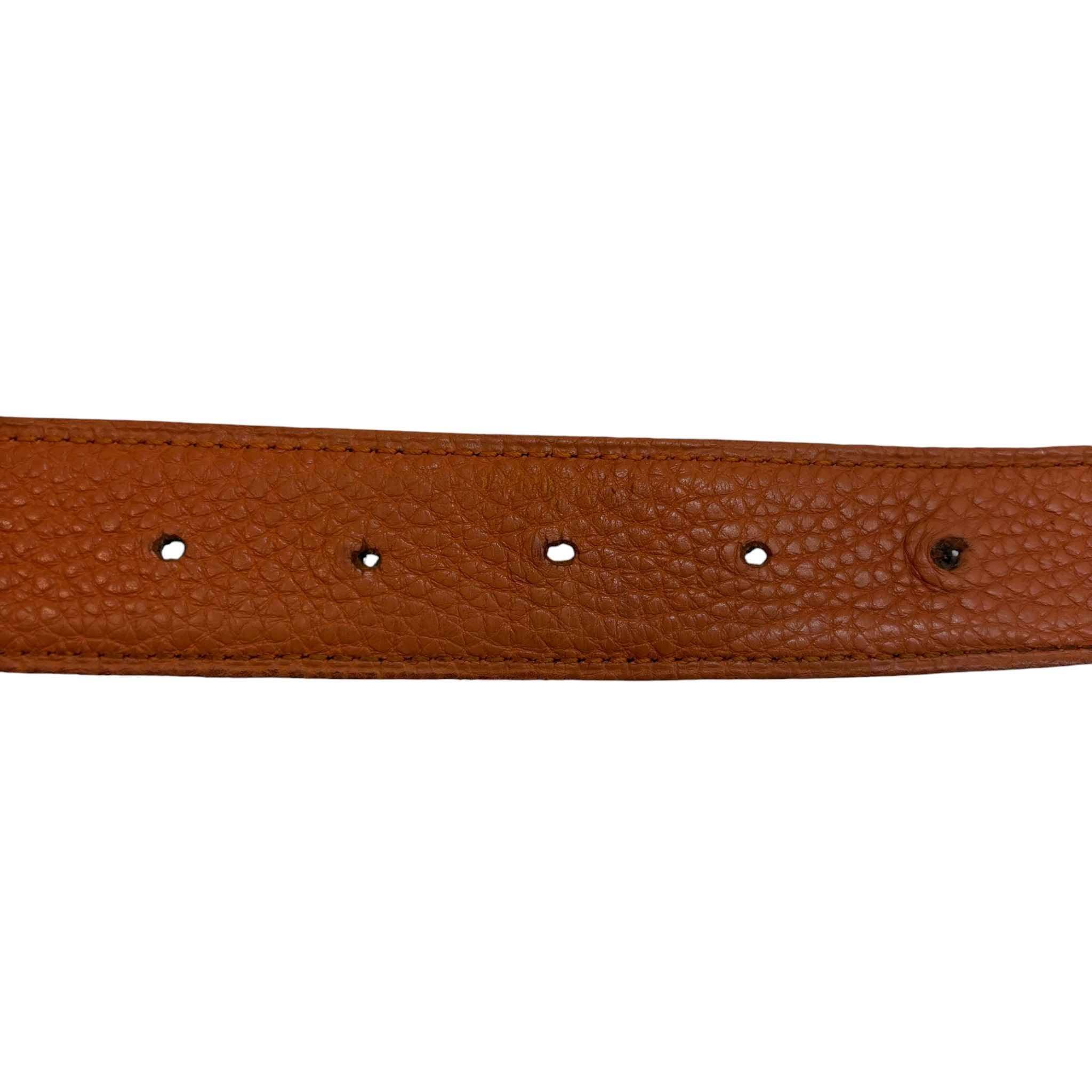 Men's H Guillochee Buckle & Reversible Belt Brown Size Waist 32"