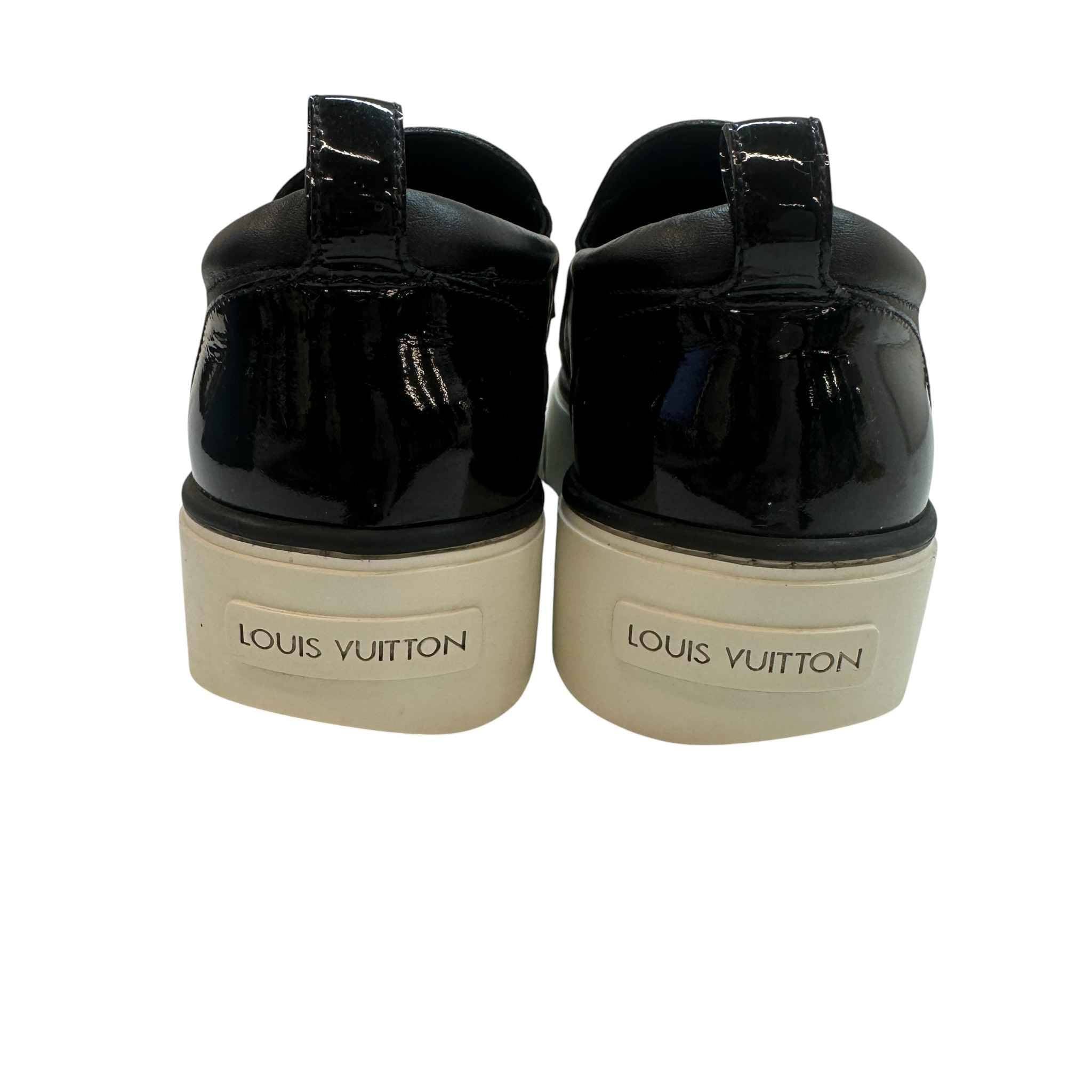 Women's Slip On Patent Low Trainers Black Size EU 37.5 / UK 4.5