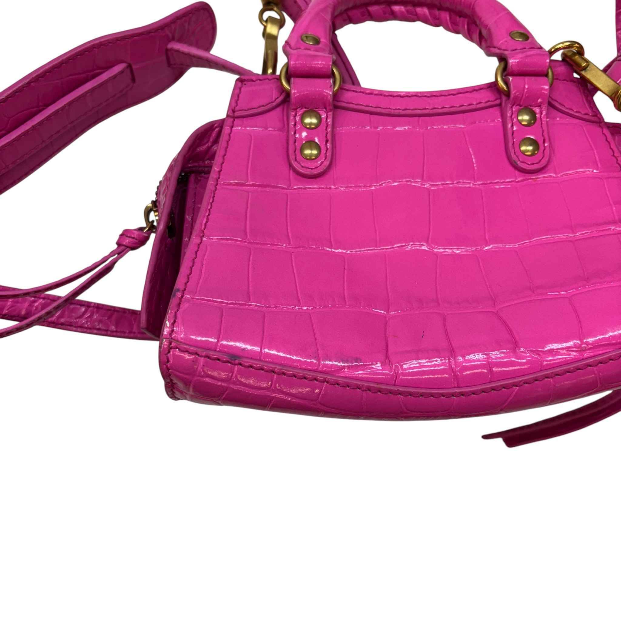 Women's Le City Nano Croc-Embossed Bag Pink