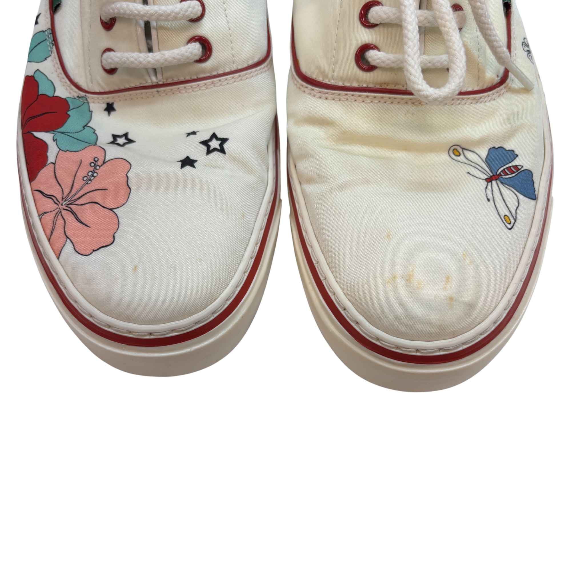 Men's Flower Print Low Trainers White Size EU 43 / UK 9