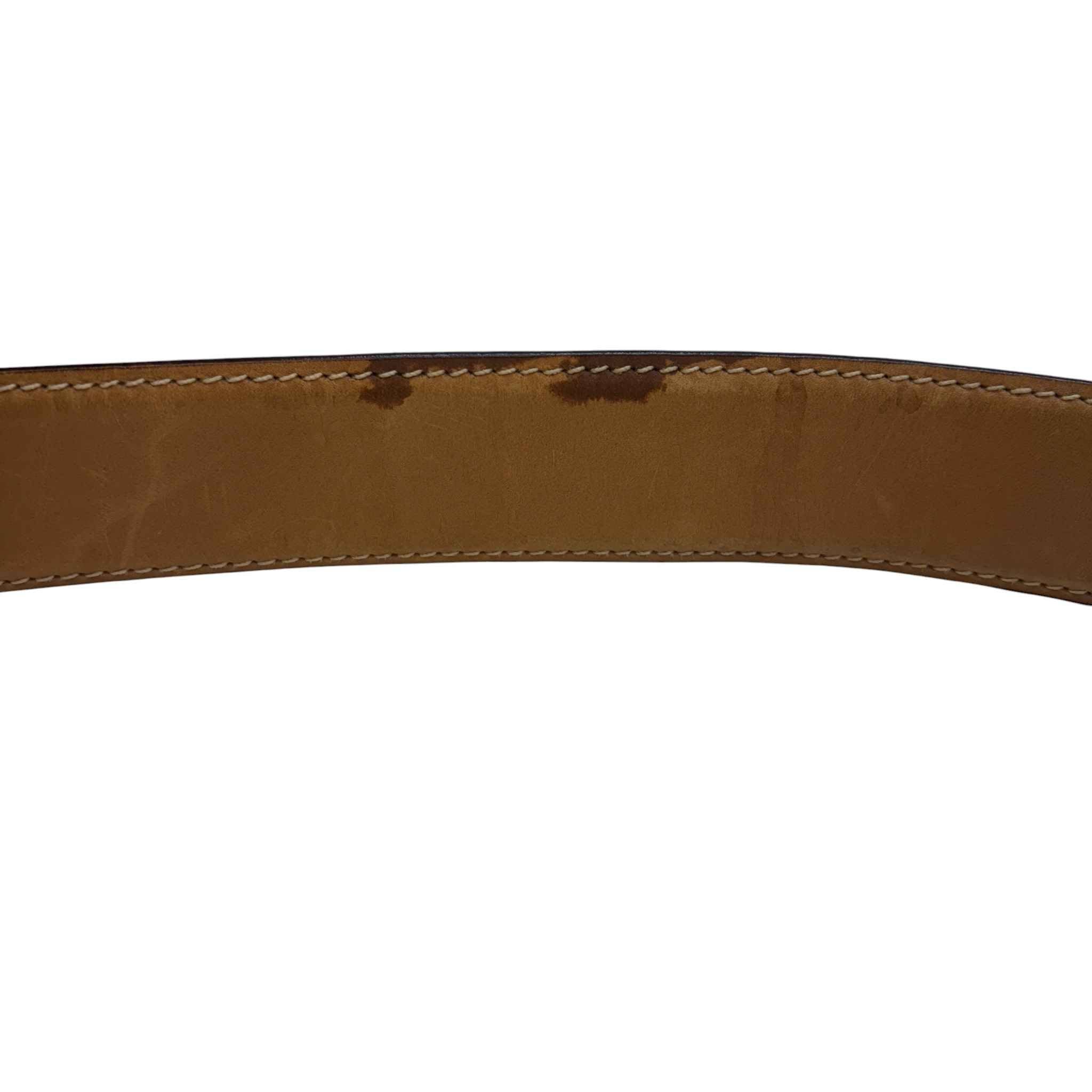 Men's Engraved Logo Belt Tan Size Waist 30"