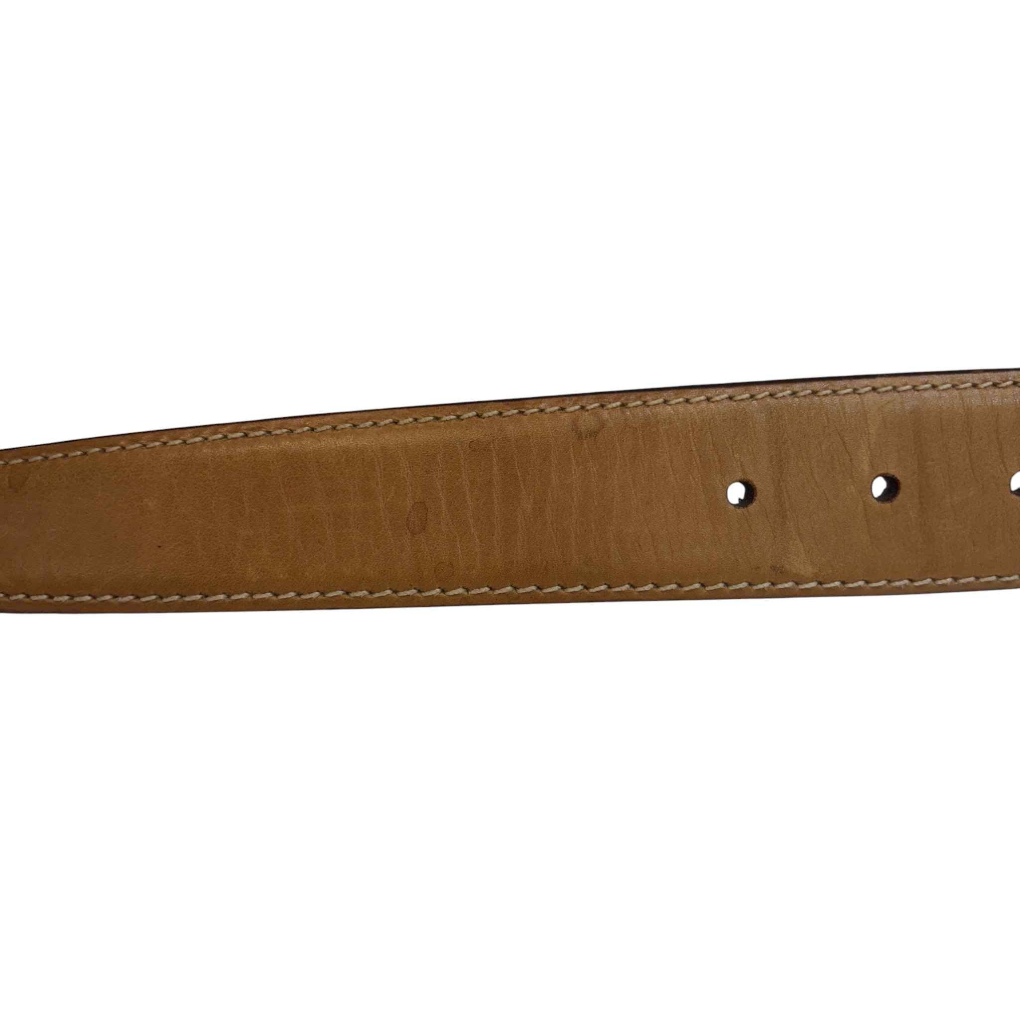 Men's Engraved Logo Belt Tan Size Waist 30"