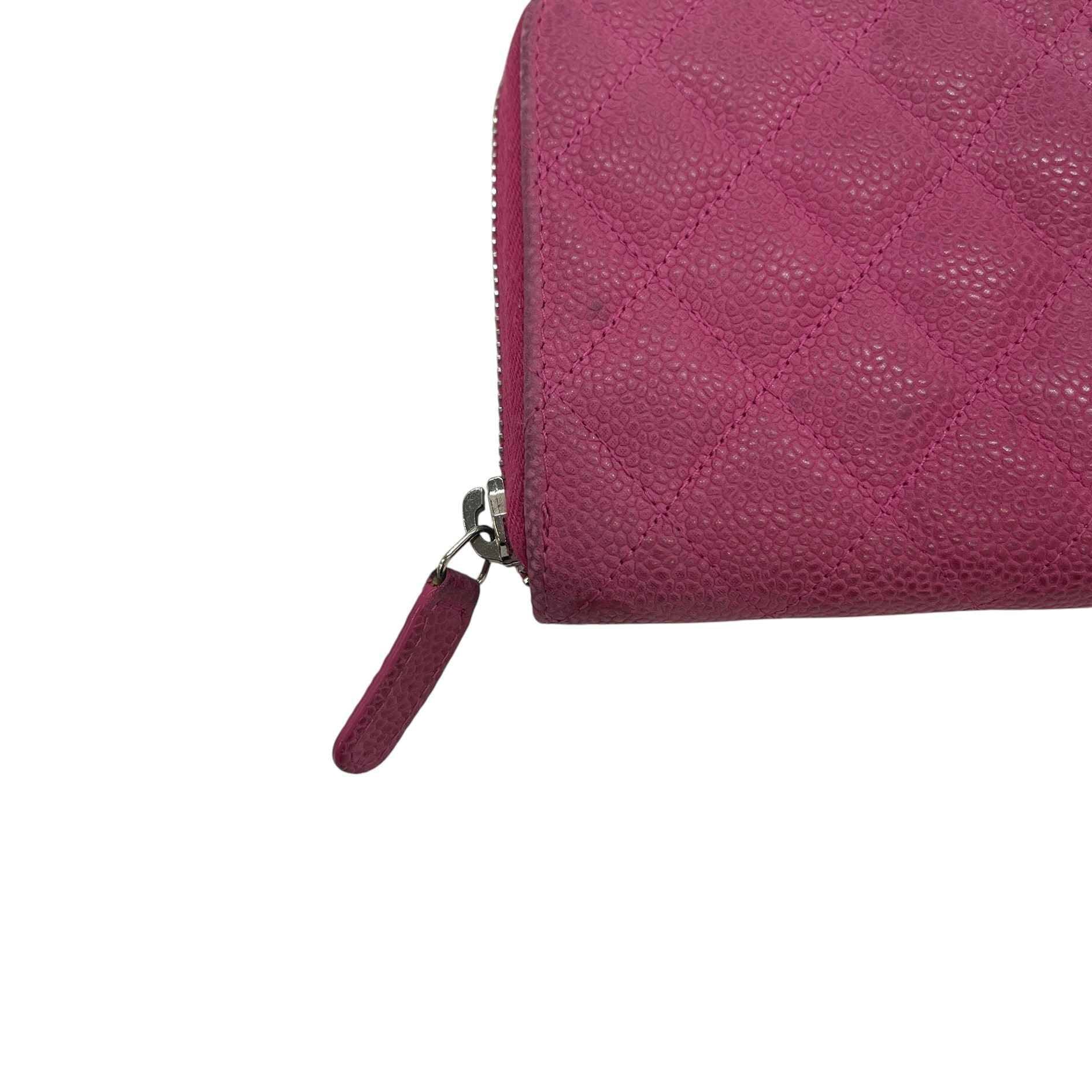 Women's Cc Quilted Caviar Leather Zippy Purse Pink