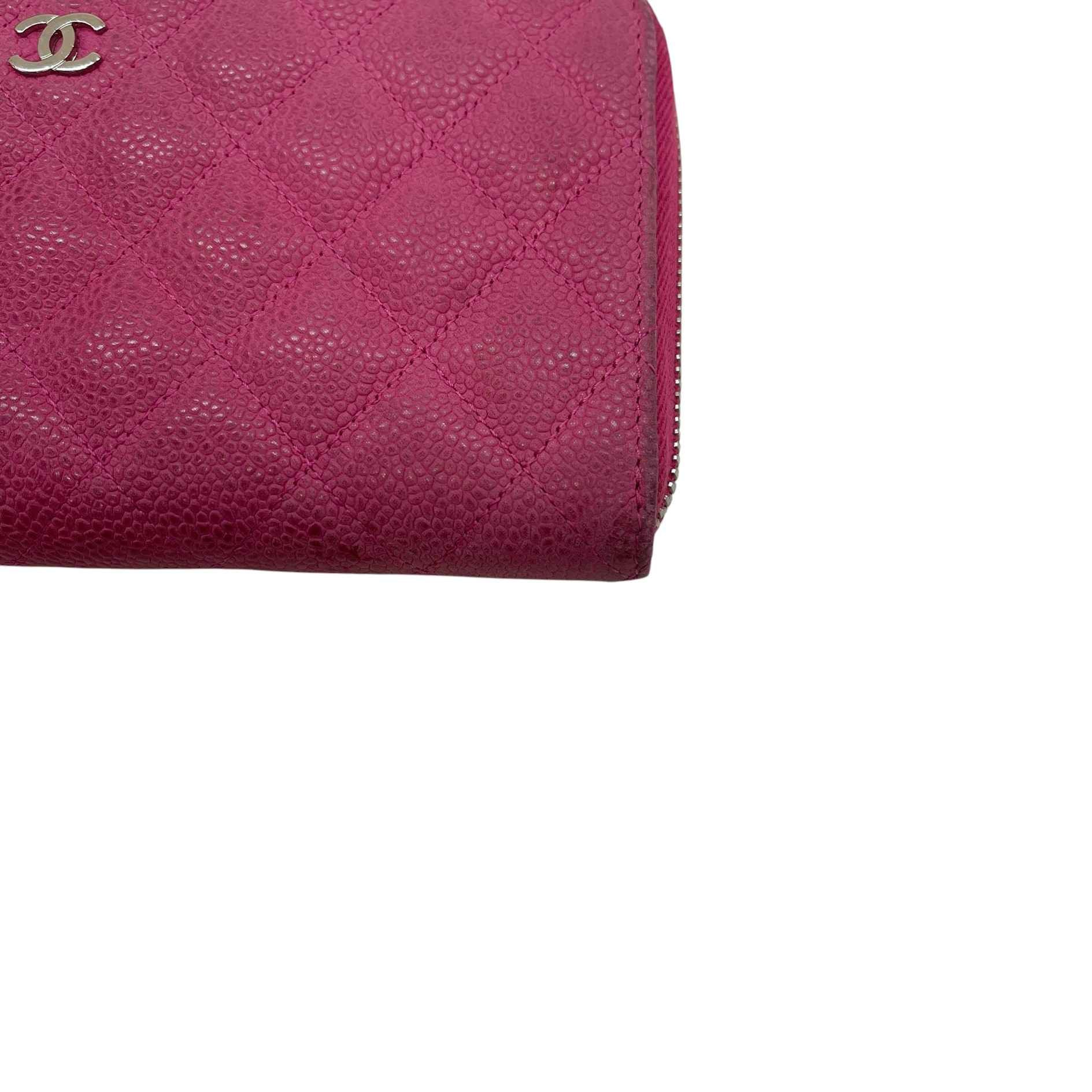 Women's Cc Quilted Caviar Leather Zippy Purse Pink