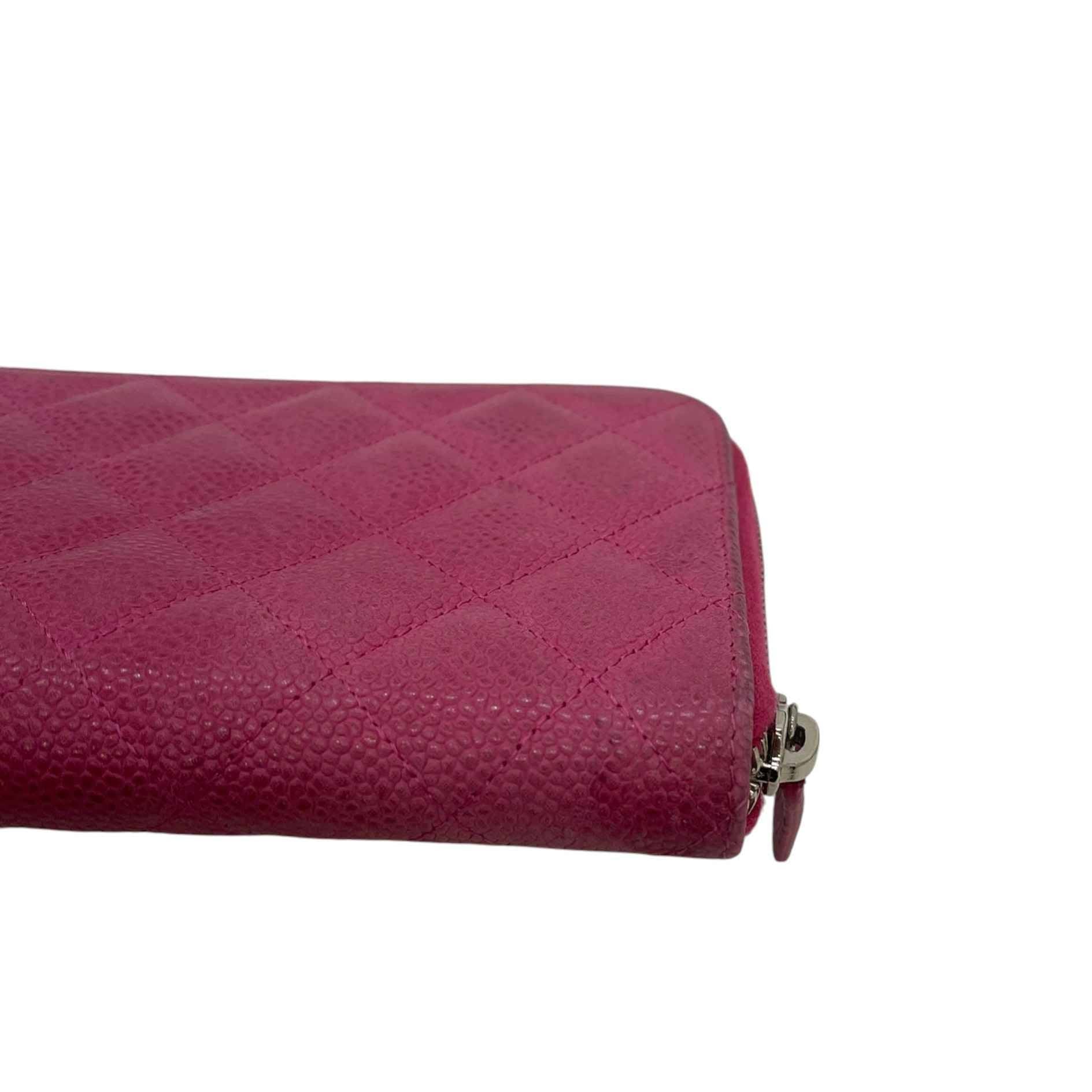 Women's Cc Quilted Caviar Leather Zippy Purse Pink