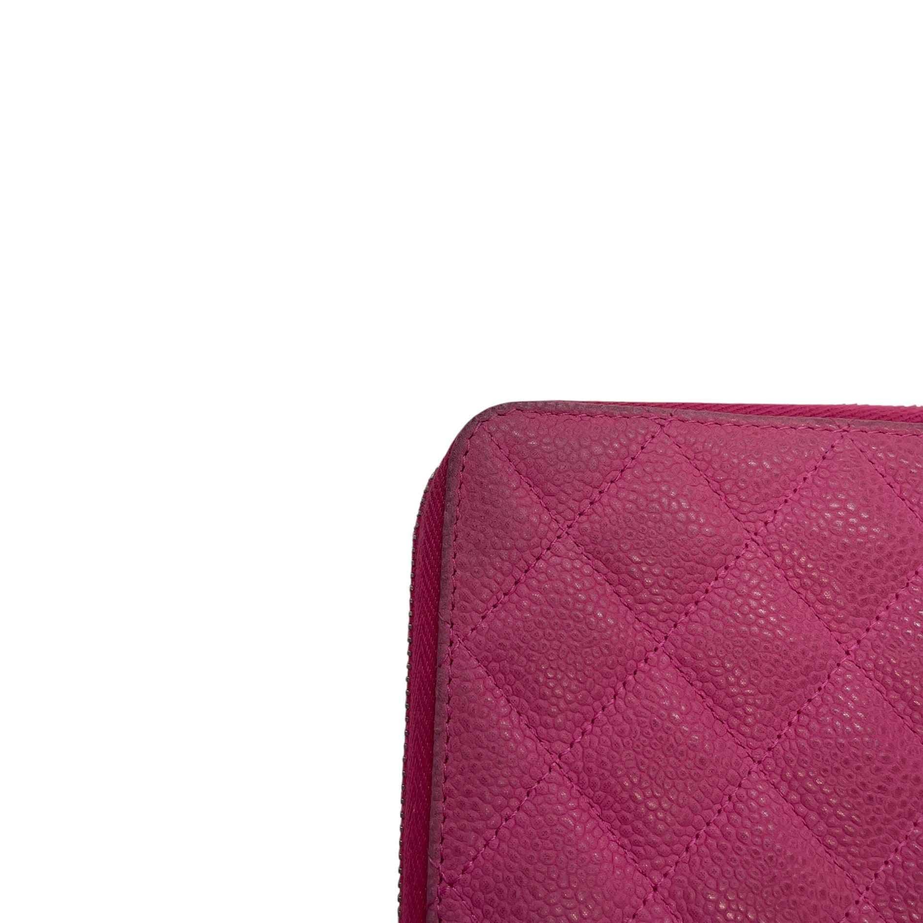Women's Cc Quilted Caviar Leather Zippy Purse Pink