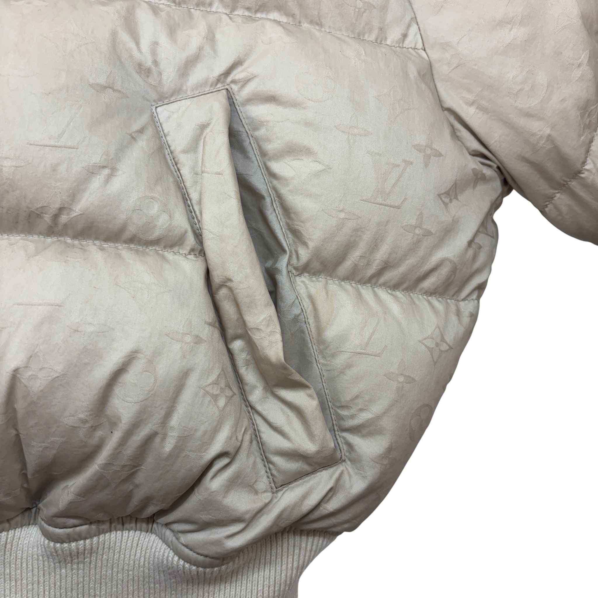 Women's Cropped Monogram Down Jacket Cream Size IT 36 / UK 4