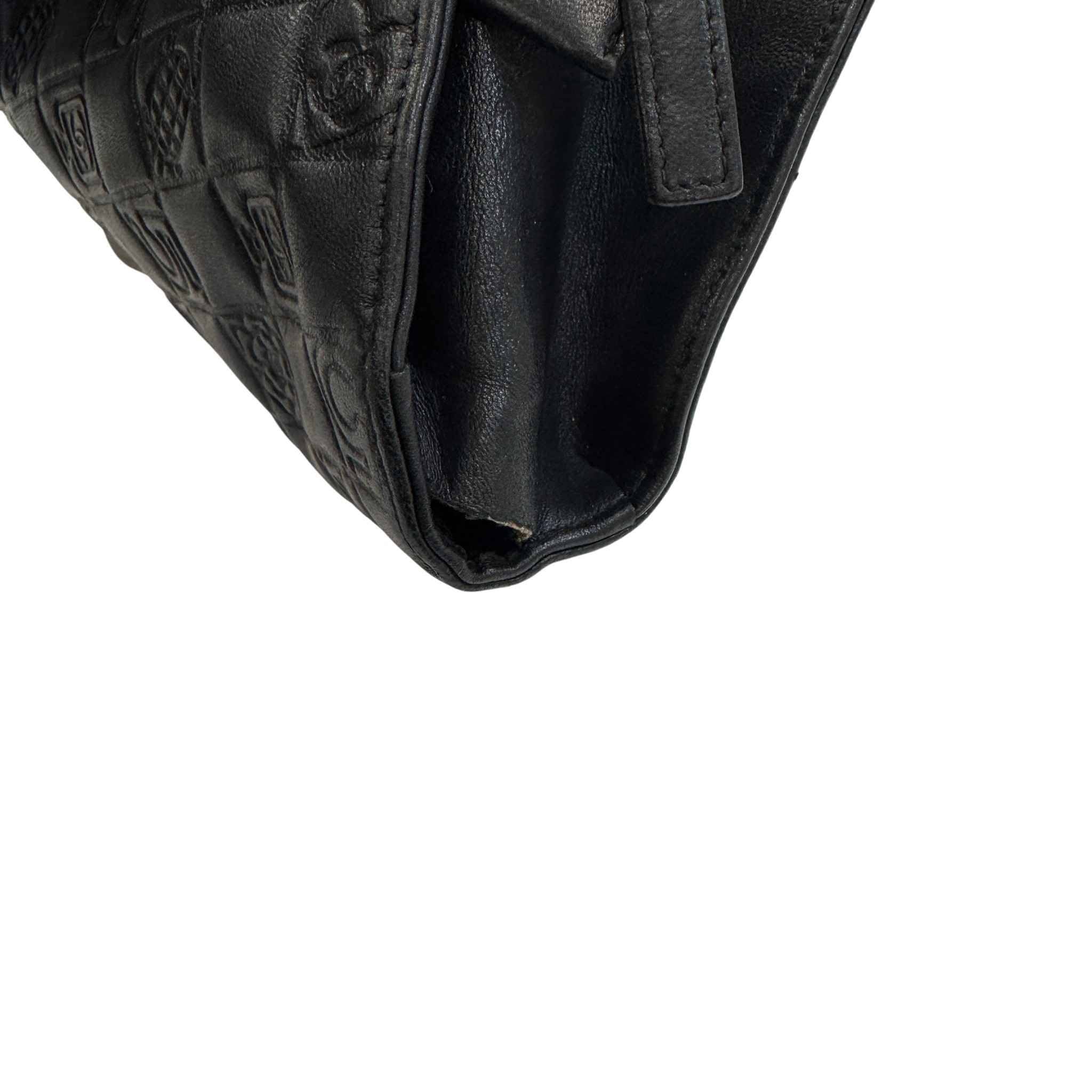 Women's Logo Lambskin Makeup Bag Black