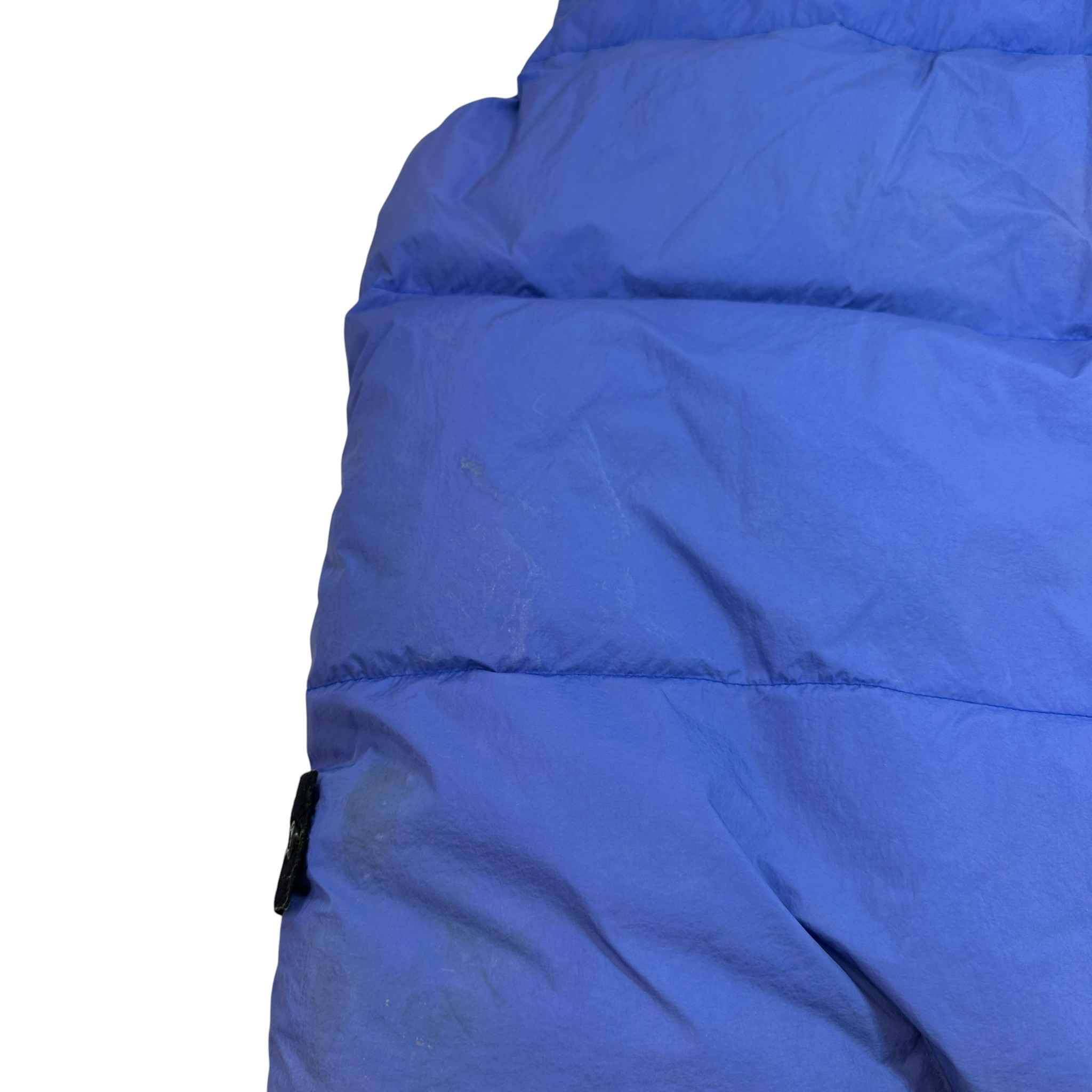 Men's Garment Dyed Crinkle Reps Applique Logo Gilet Blue Size XL