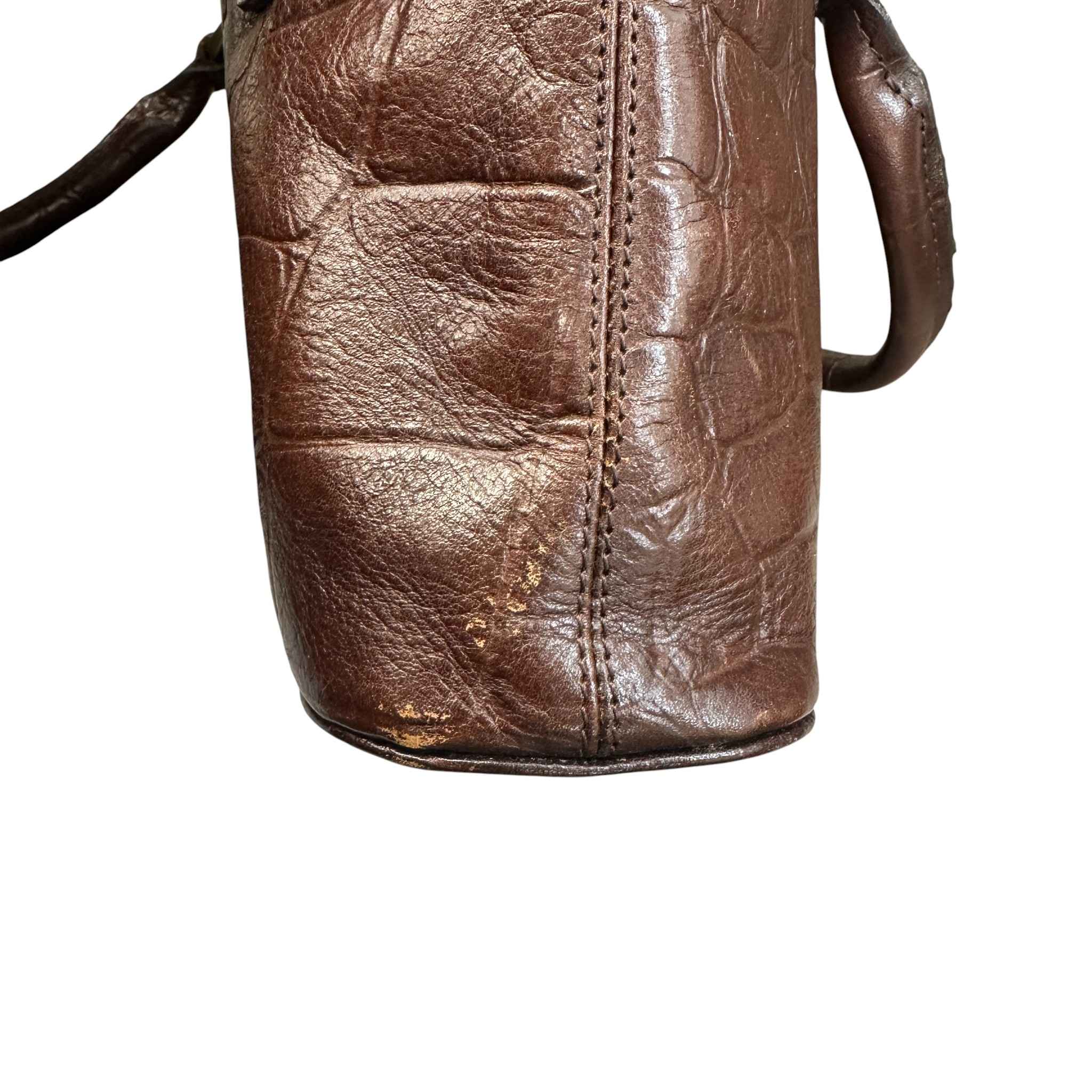 Women's Crocodile Embossed Mini Bag Brown