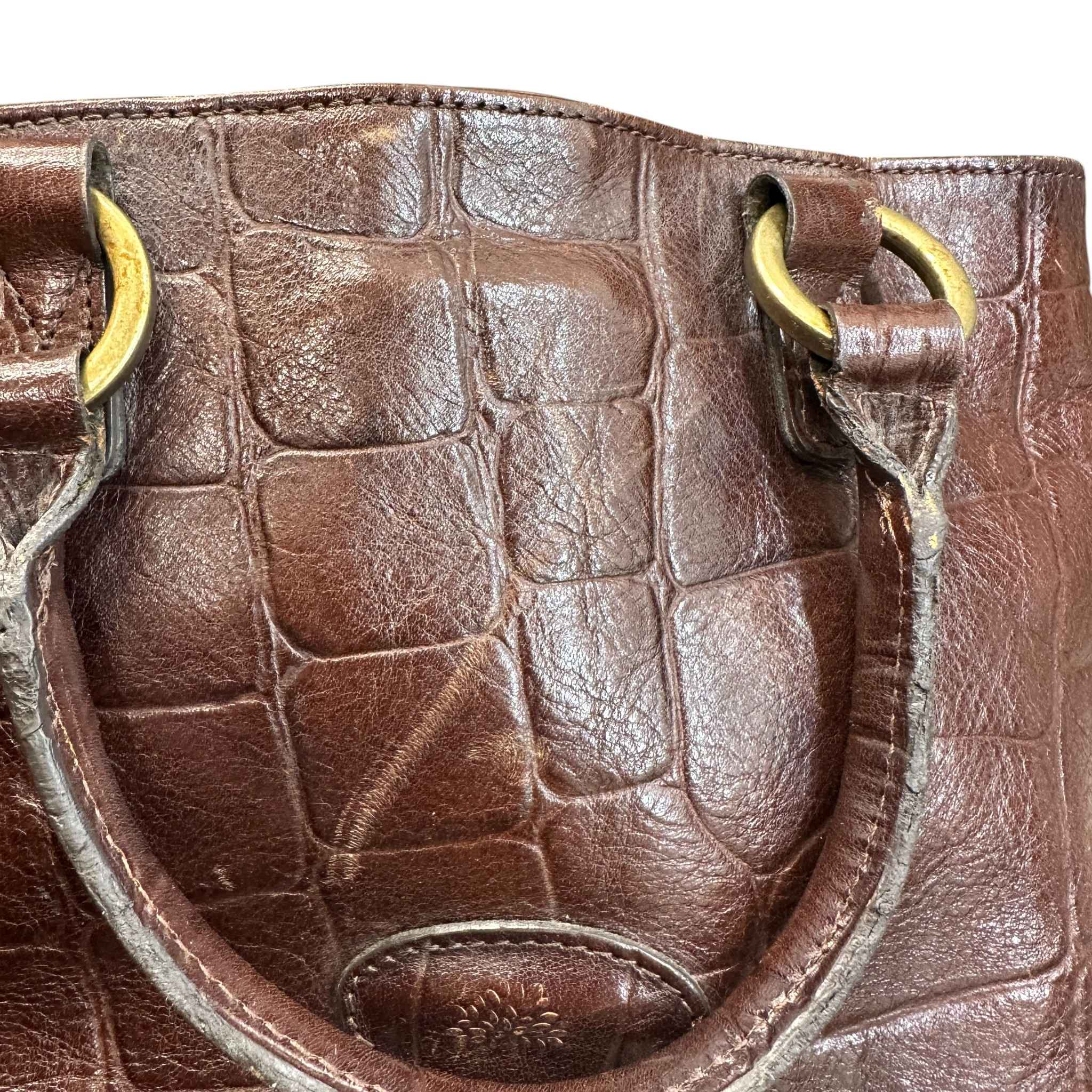 Women's Crocodile Embossed Mini Bag Brown