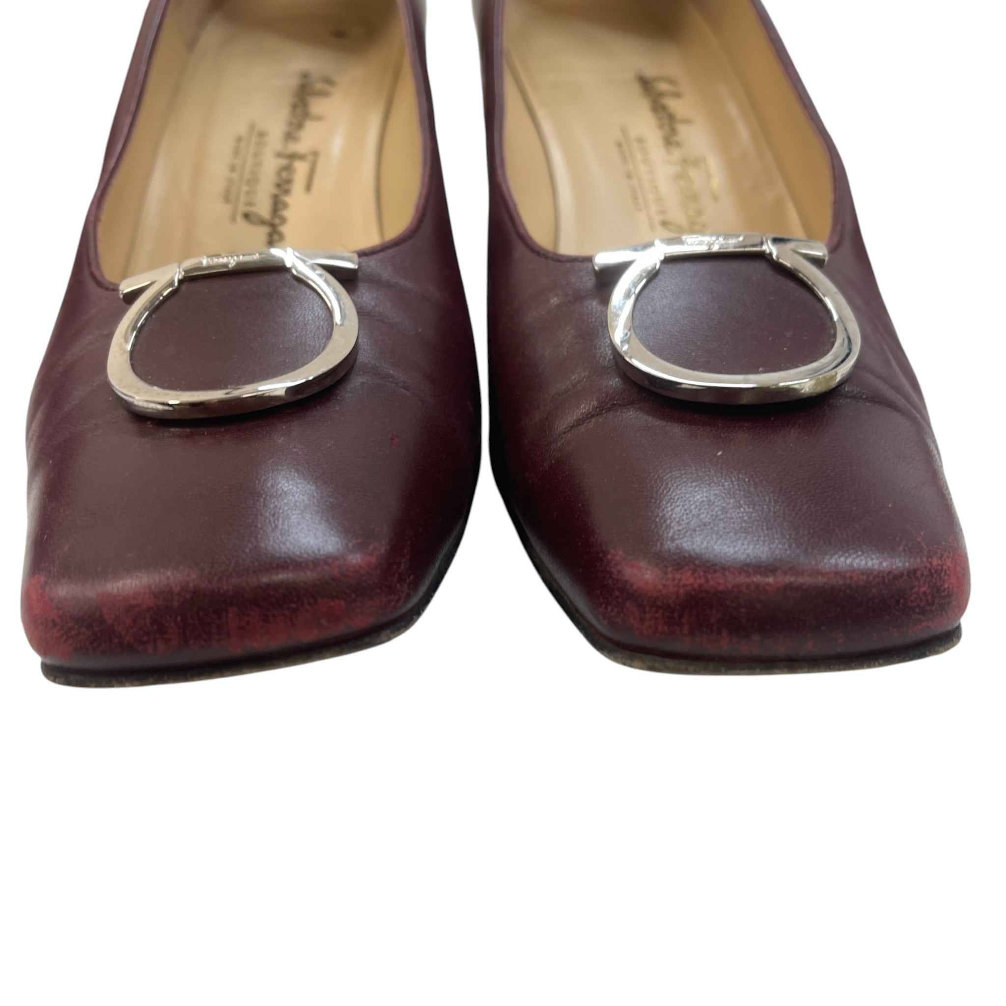 Women's Buckle Logo Mules Burgundy Size EU 38 / UK 5
